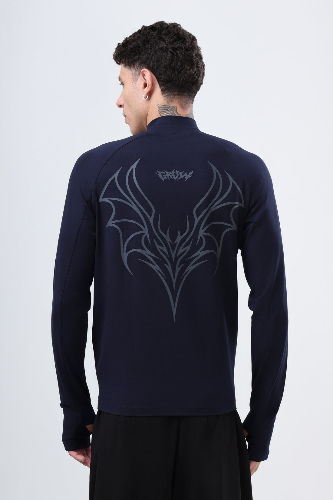 Quarter Zip T-Shirt (Cotton Feel) Navy