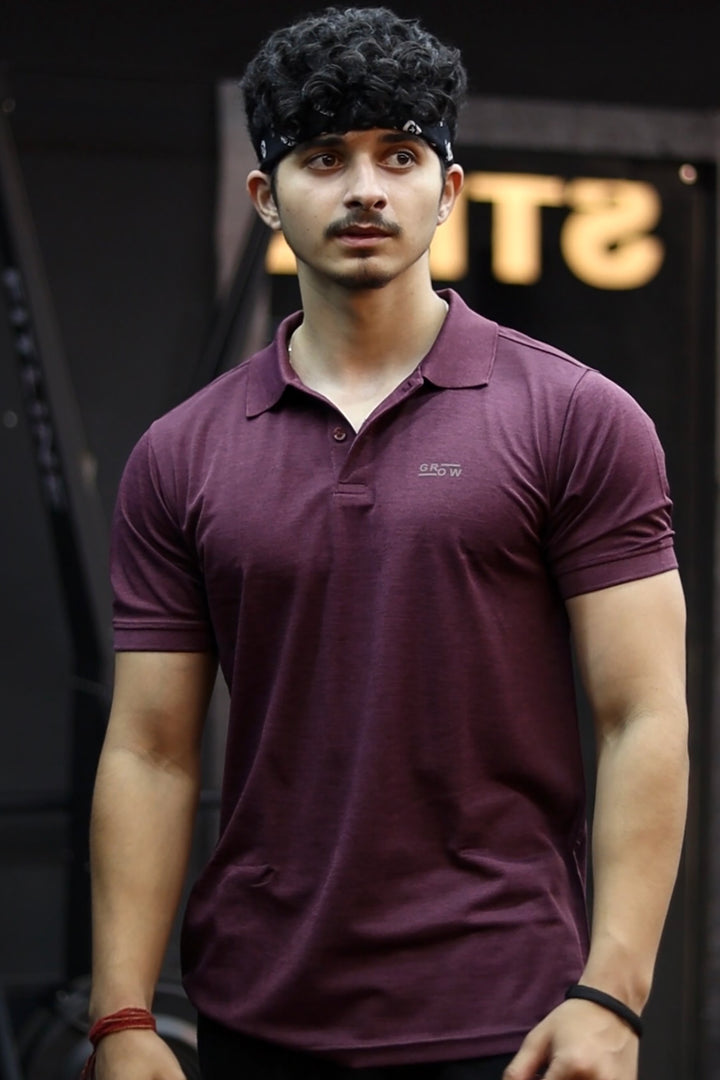 Melange Polo T-Shirt Mulberry