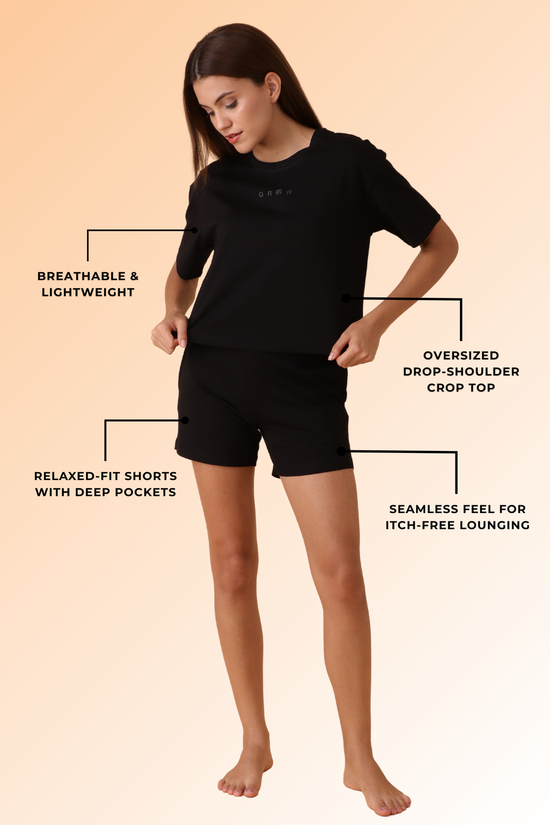 Chill Days Co-ord Set Rich Black