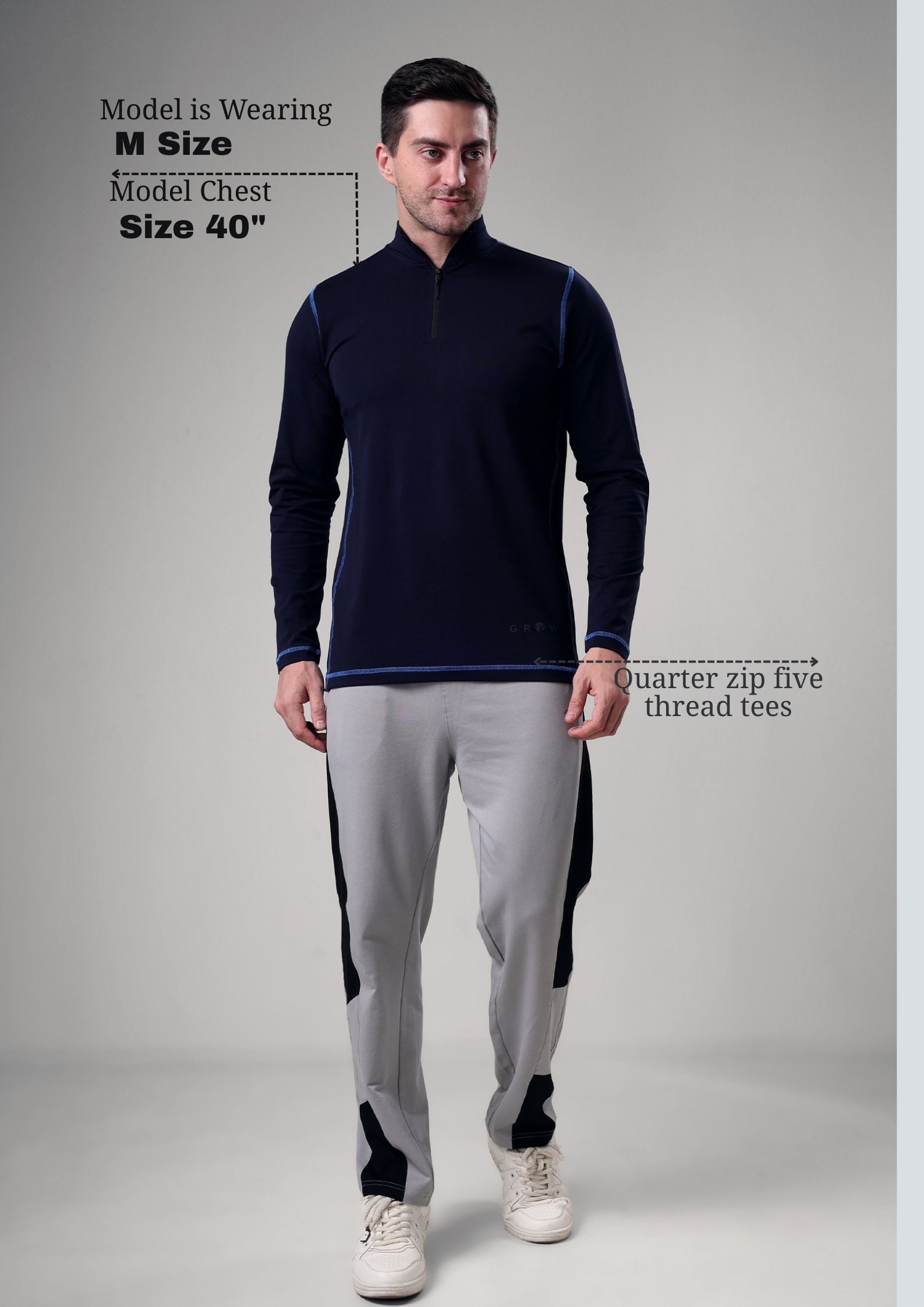 Grow 5T Quarter Zip T-shirt Navy