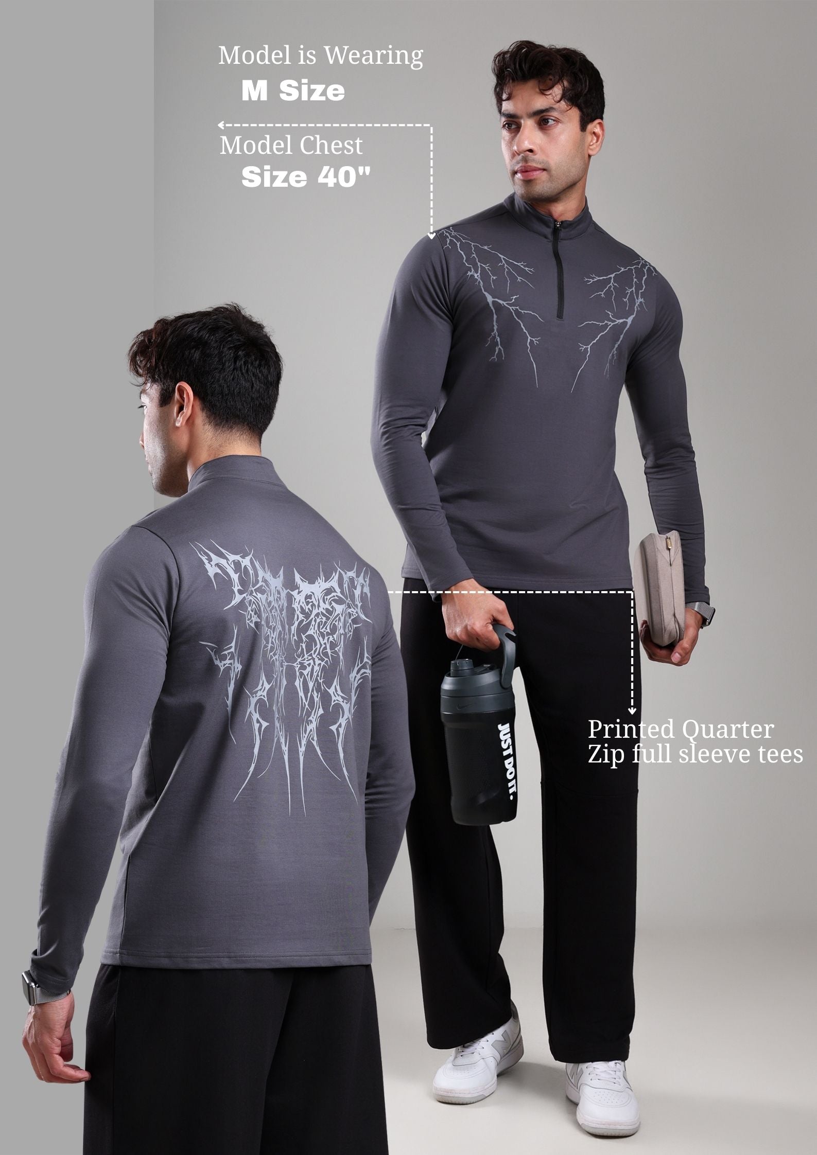 GROW ThunderFlex Zip Tshirt Dark Grey