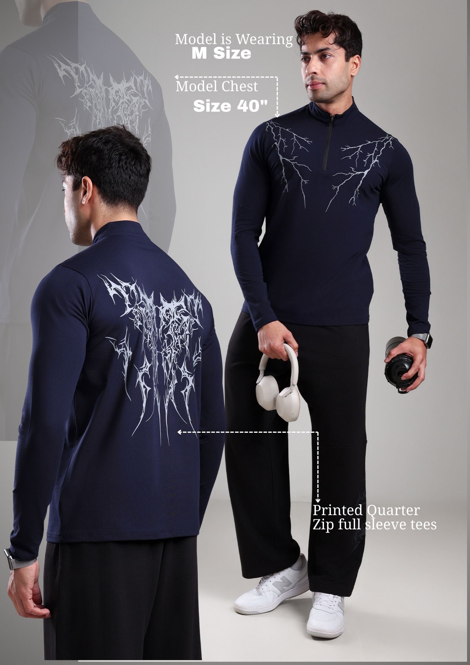 GROW ThunderFlex Zip Tshirt Navy
