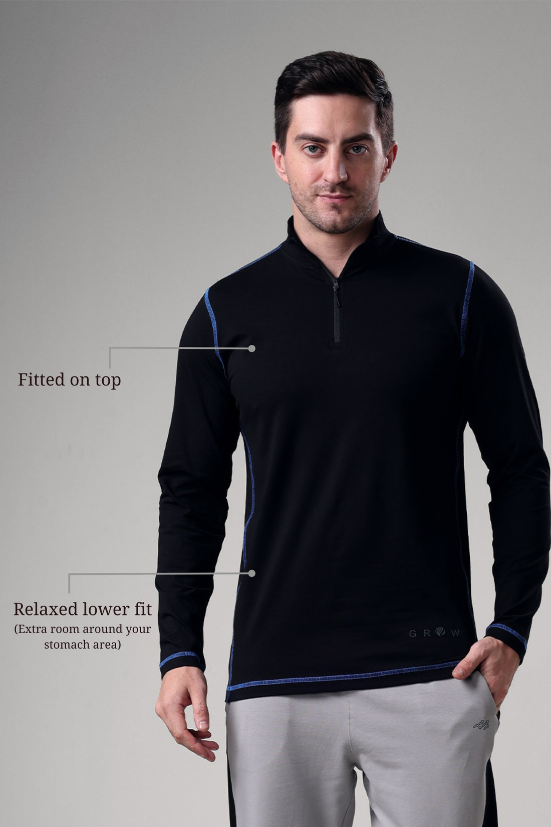 Grow 5T Quarter Zip T-shirt Black