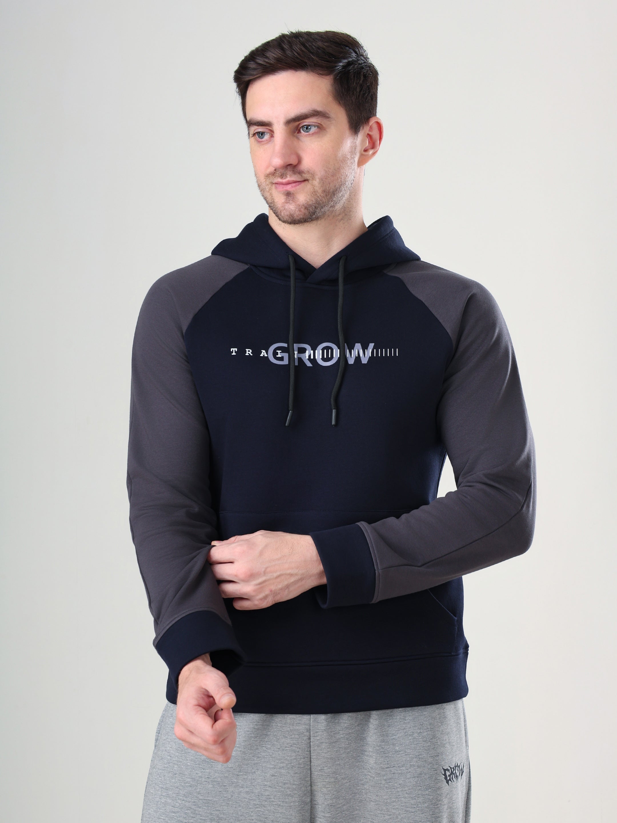 Grow Raglan Comfy Hoodie Navy