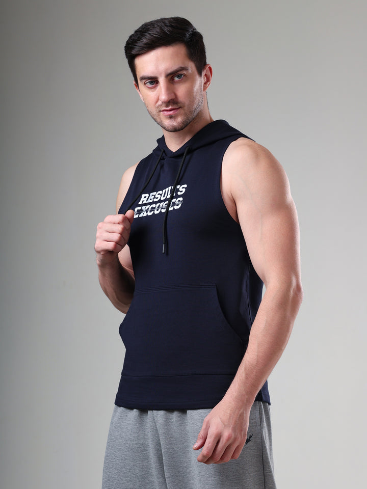 Results Sleeveless Hoodie Navy