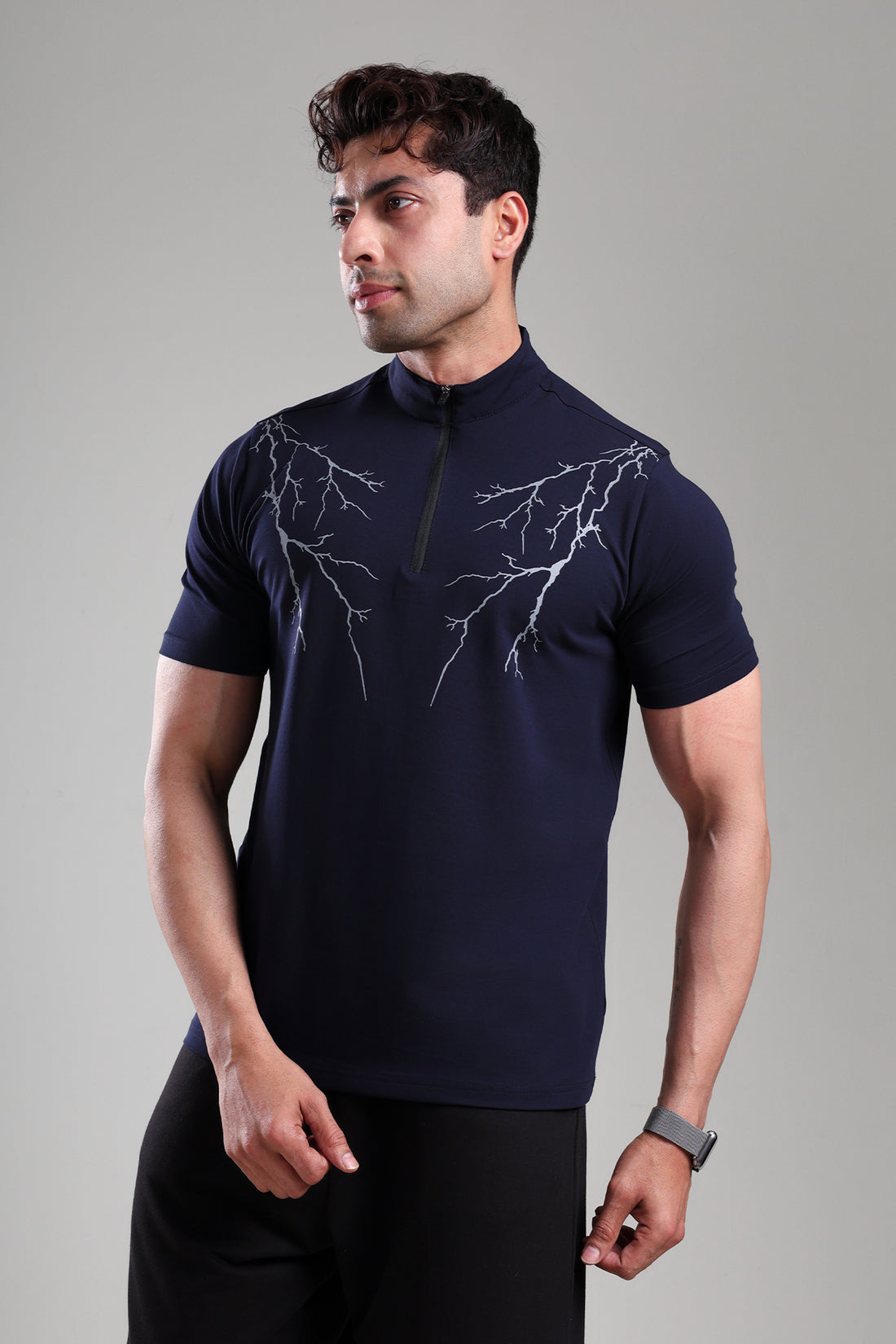 GROW AlphaFlex Quarter Zip Tshirt Navy