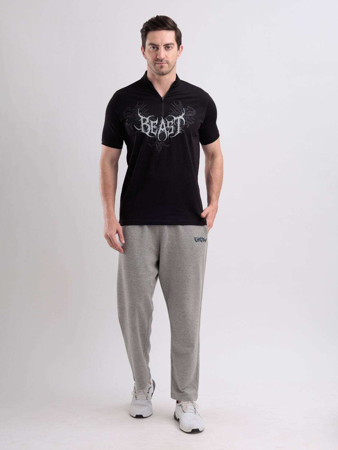 Beast Quarter Zip Tshirt Black
