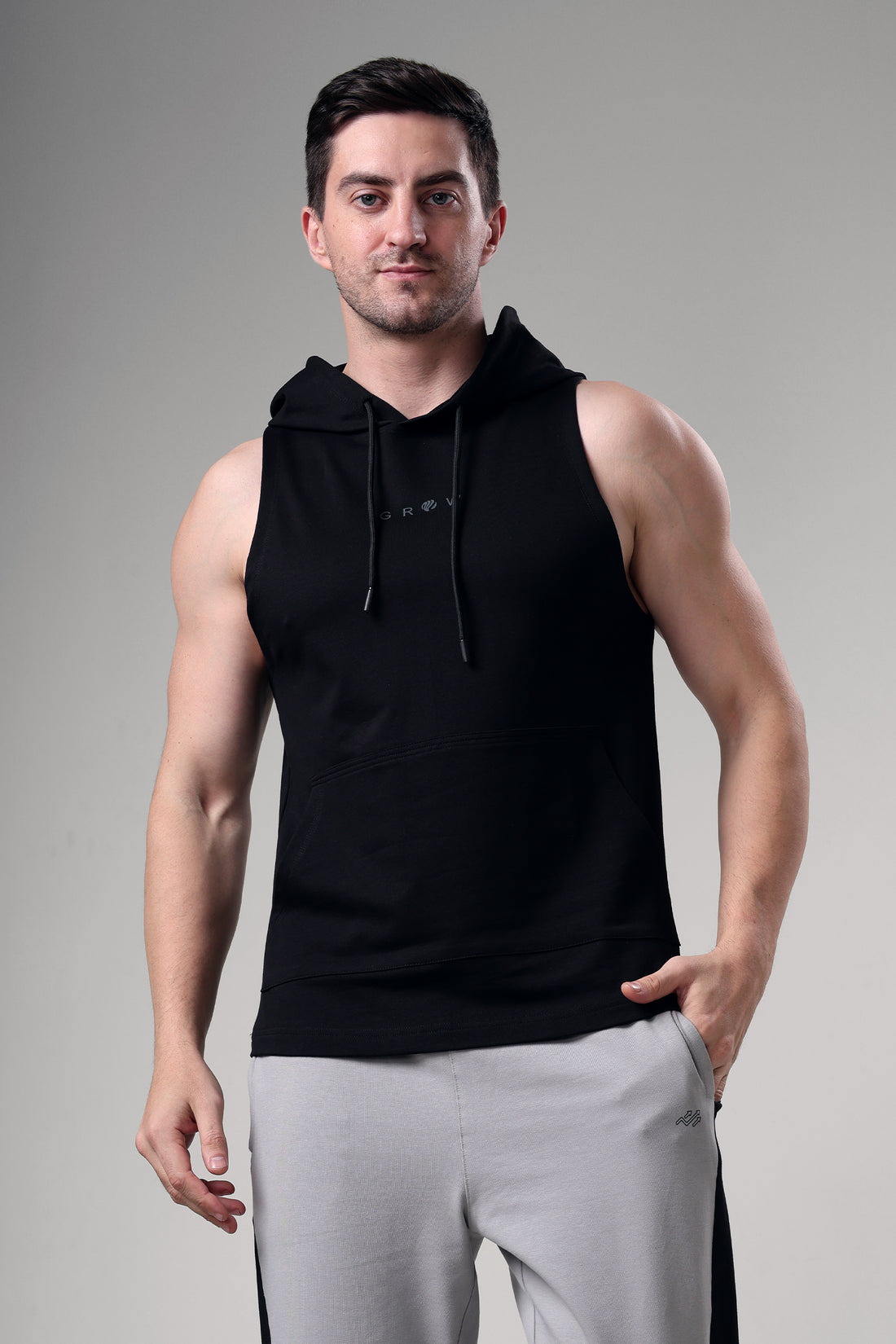 Grow Sleeveless Hoodie Black