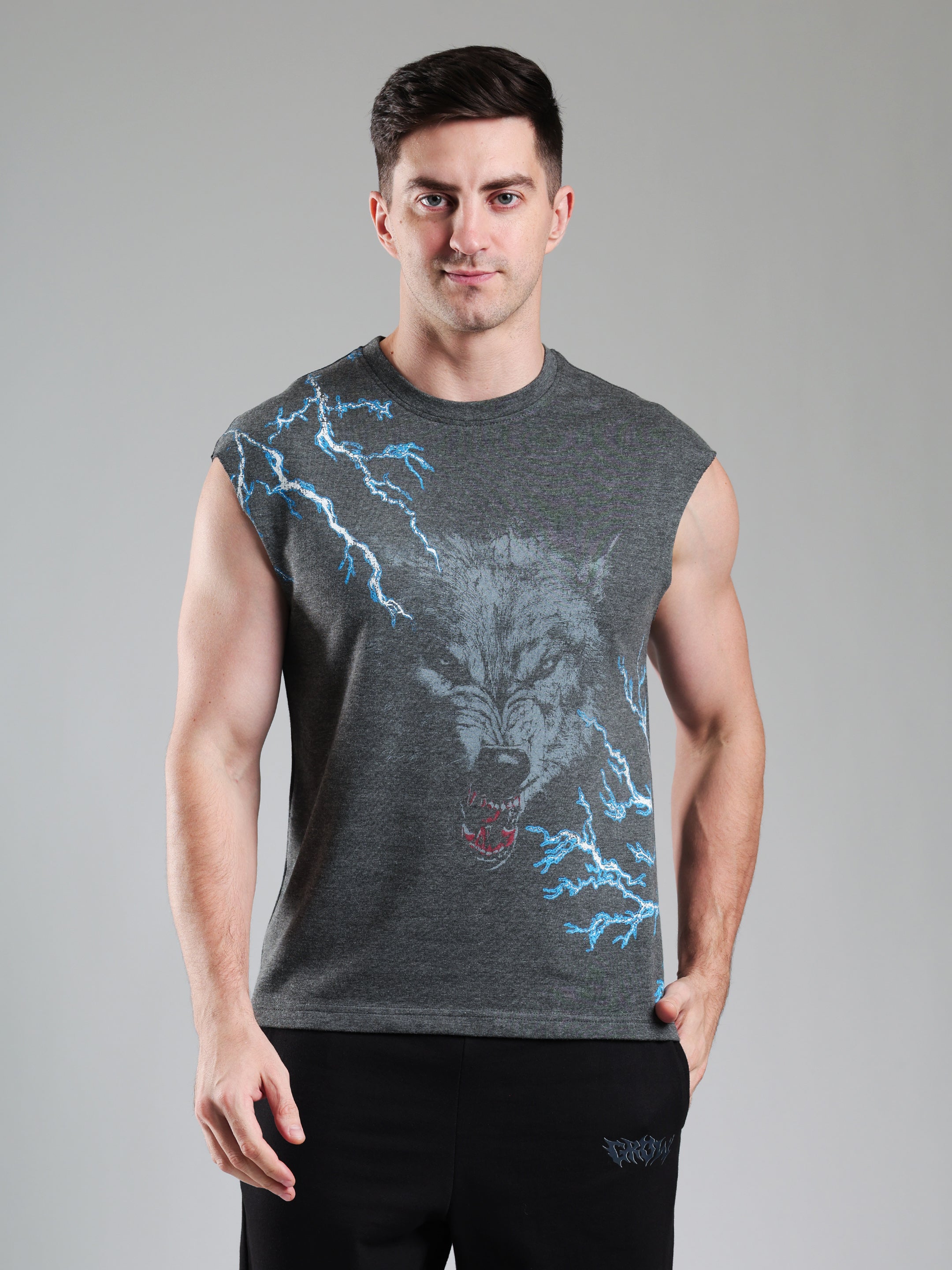 Grow ThunderWolf Capsleeves Tee Dark Grey