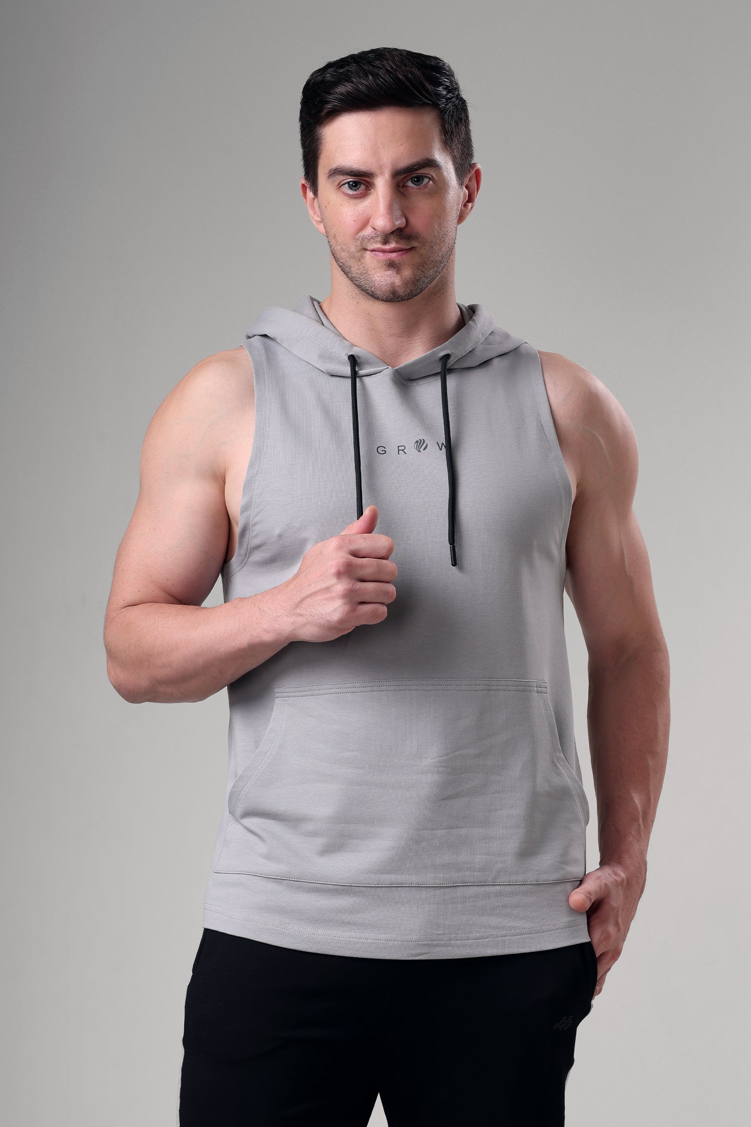Grow Sleeveless Hoodie Light Grey