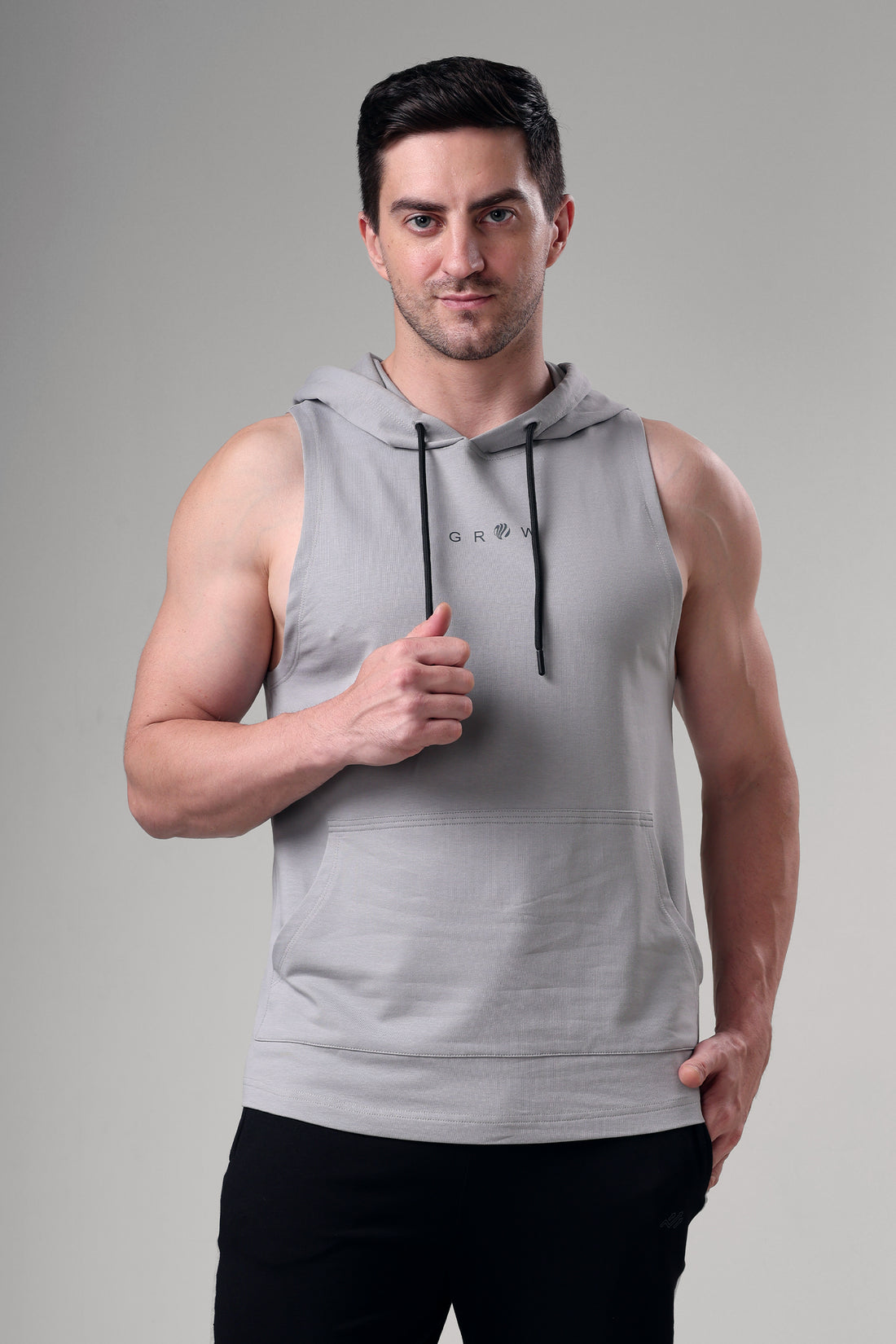 Grow Sleeveless Hoodie Light Grey