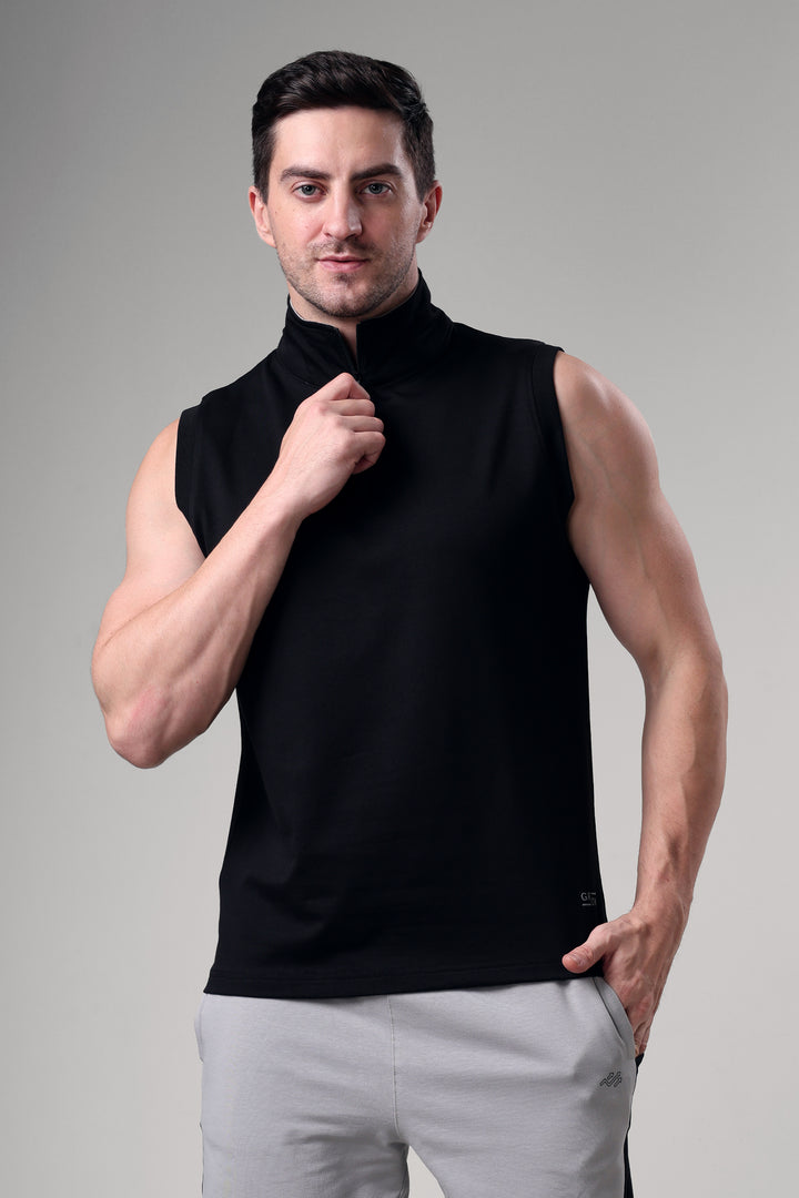 Grow 1/4 Zip Sleeveless Sweater Vest Black