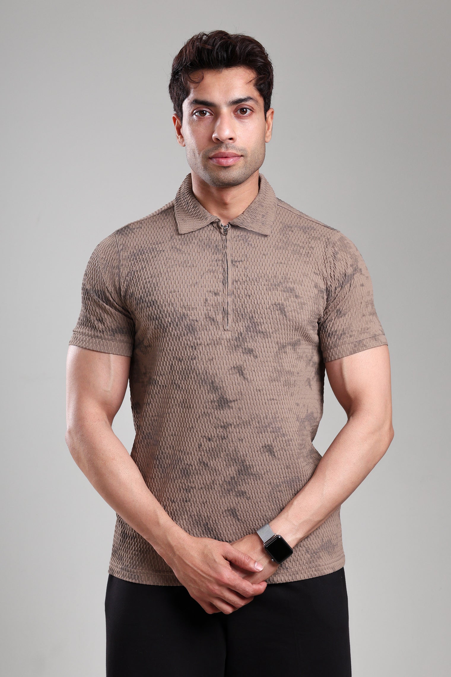 GROW Textured Polo Tee Brown