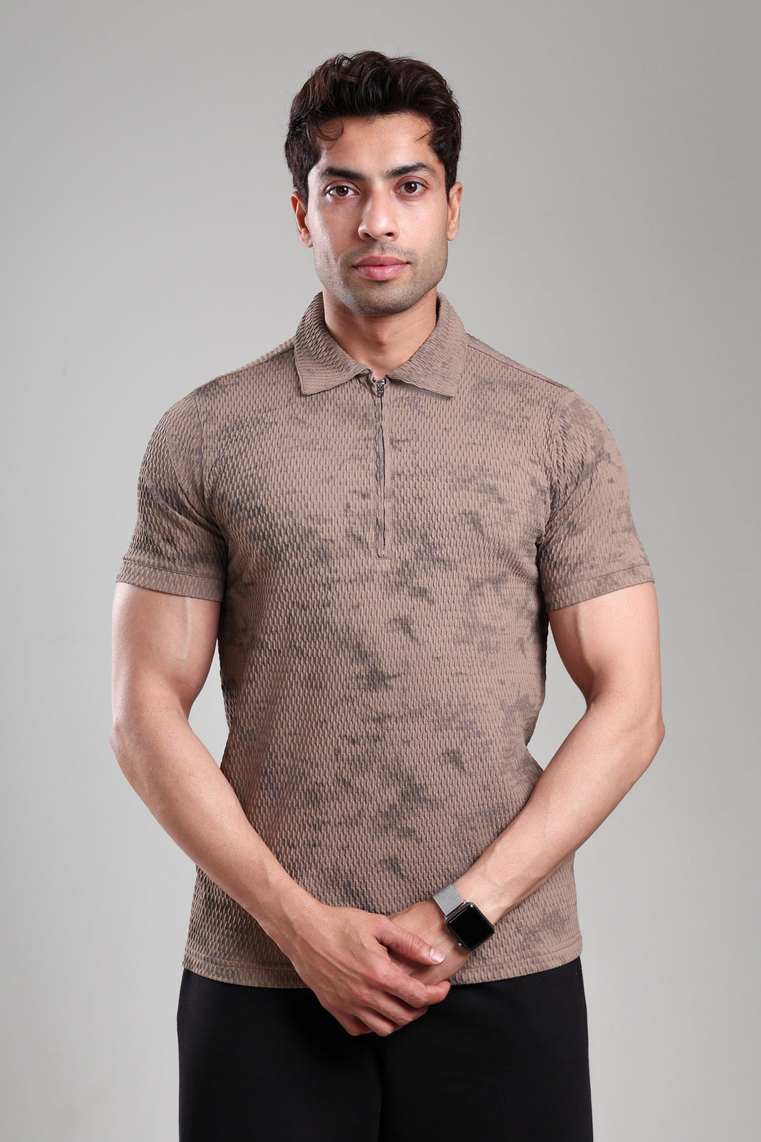 GROW Textured Polo Tee Brown