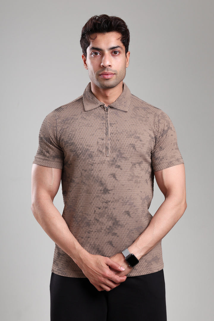 GROW Textured Polo Tee Brown