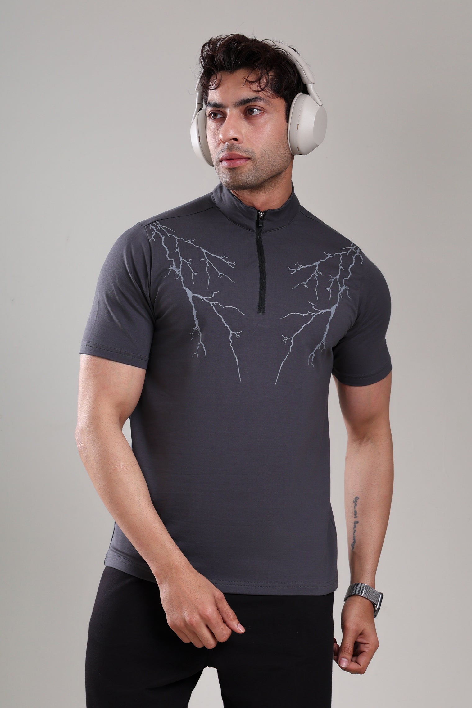 GROW AlphaFlex Quarter Zip Tshirt Dark Grey