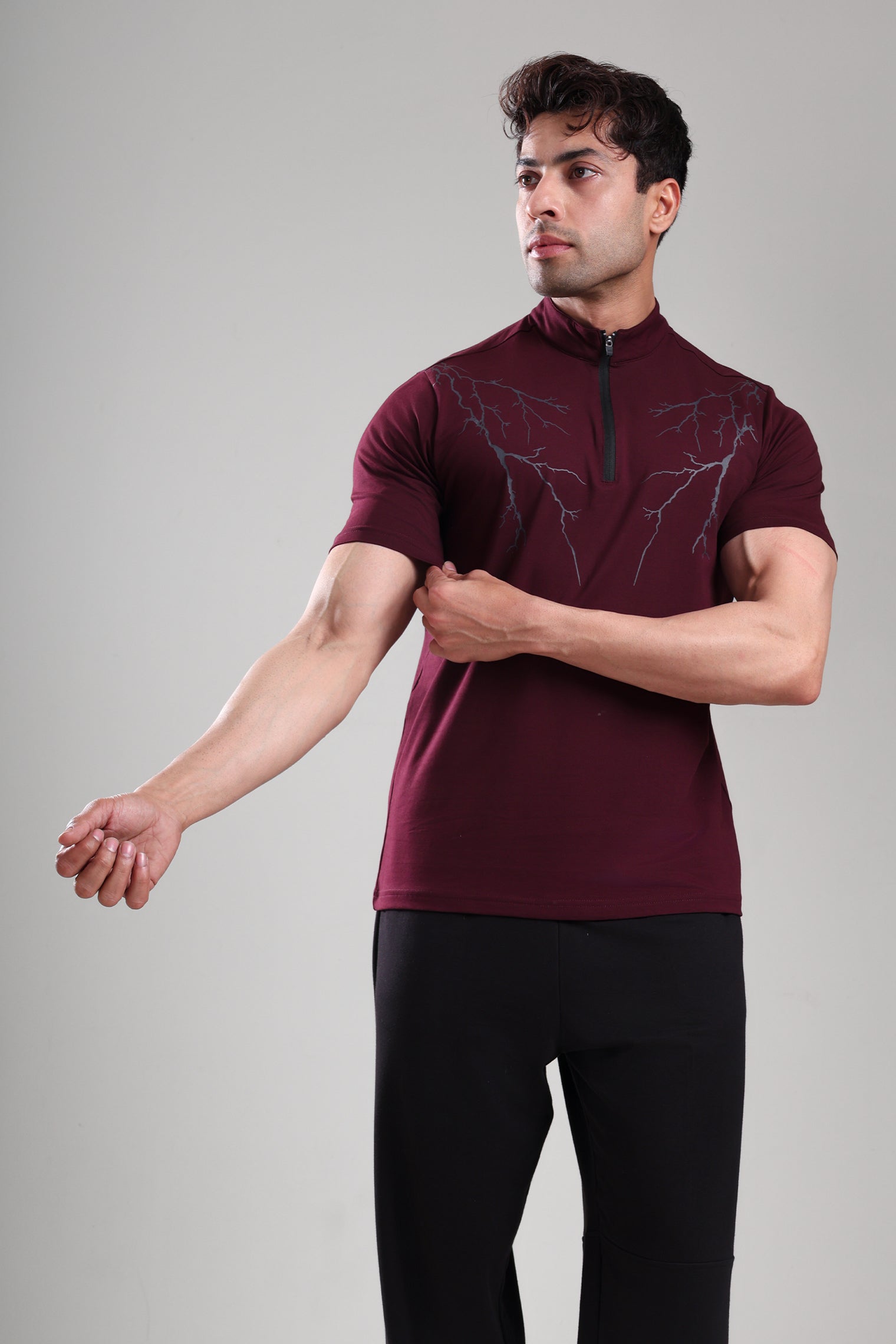 GROW AlphaFlex Quarter Zip Tshirt Wine