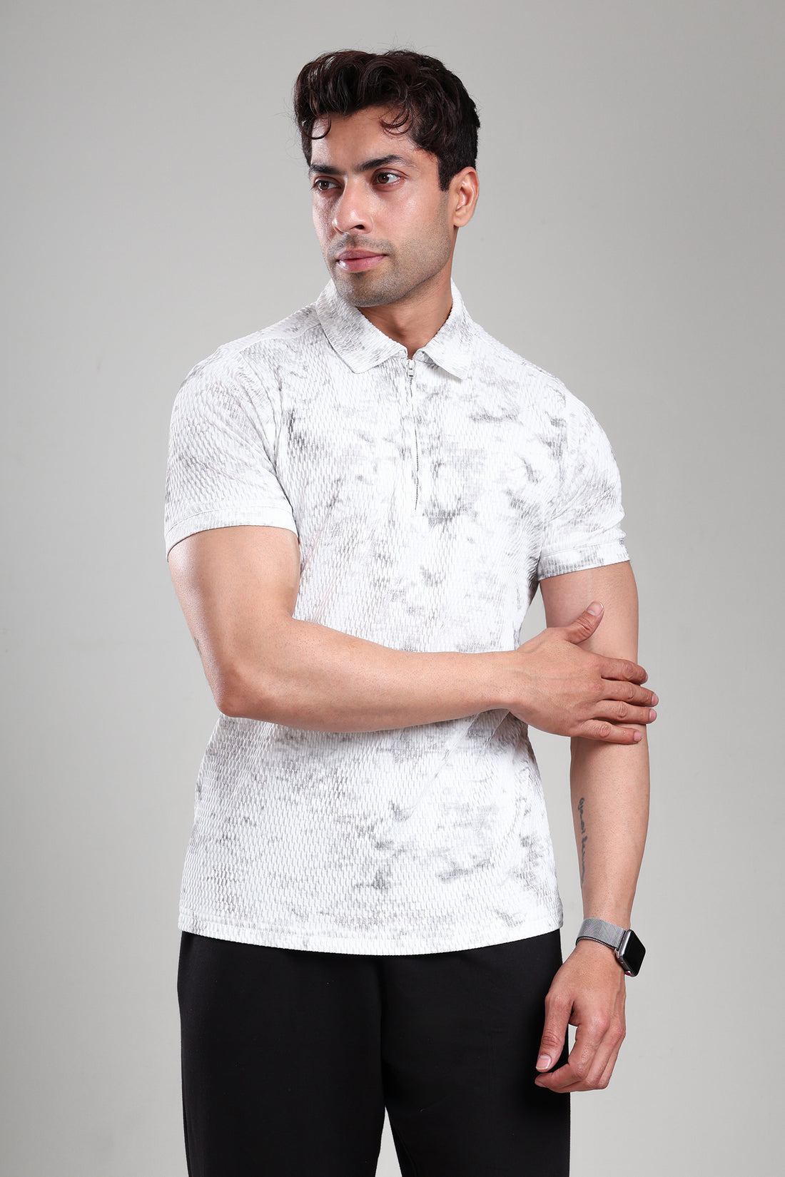 GROW Textured Polo Tee White