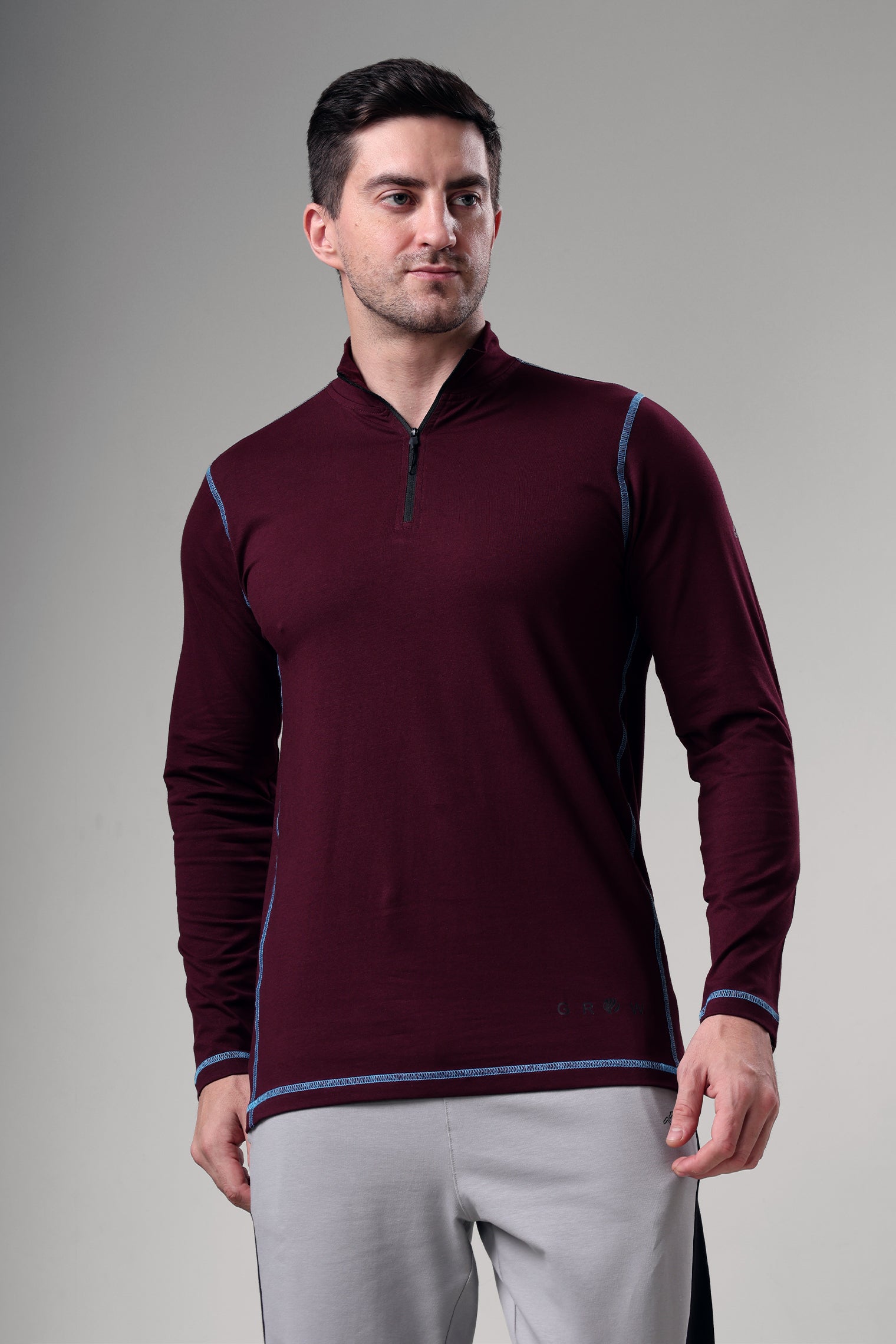 Grow 5T Quarter Zip T-shirt Wine