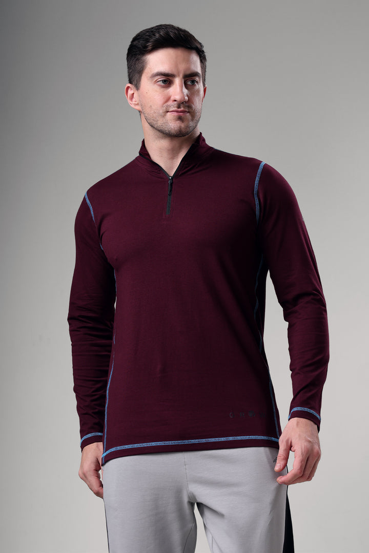 Grow 5T Quarter Zip T-shirt Wine