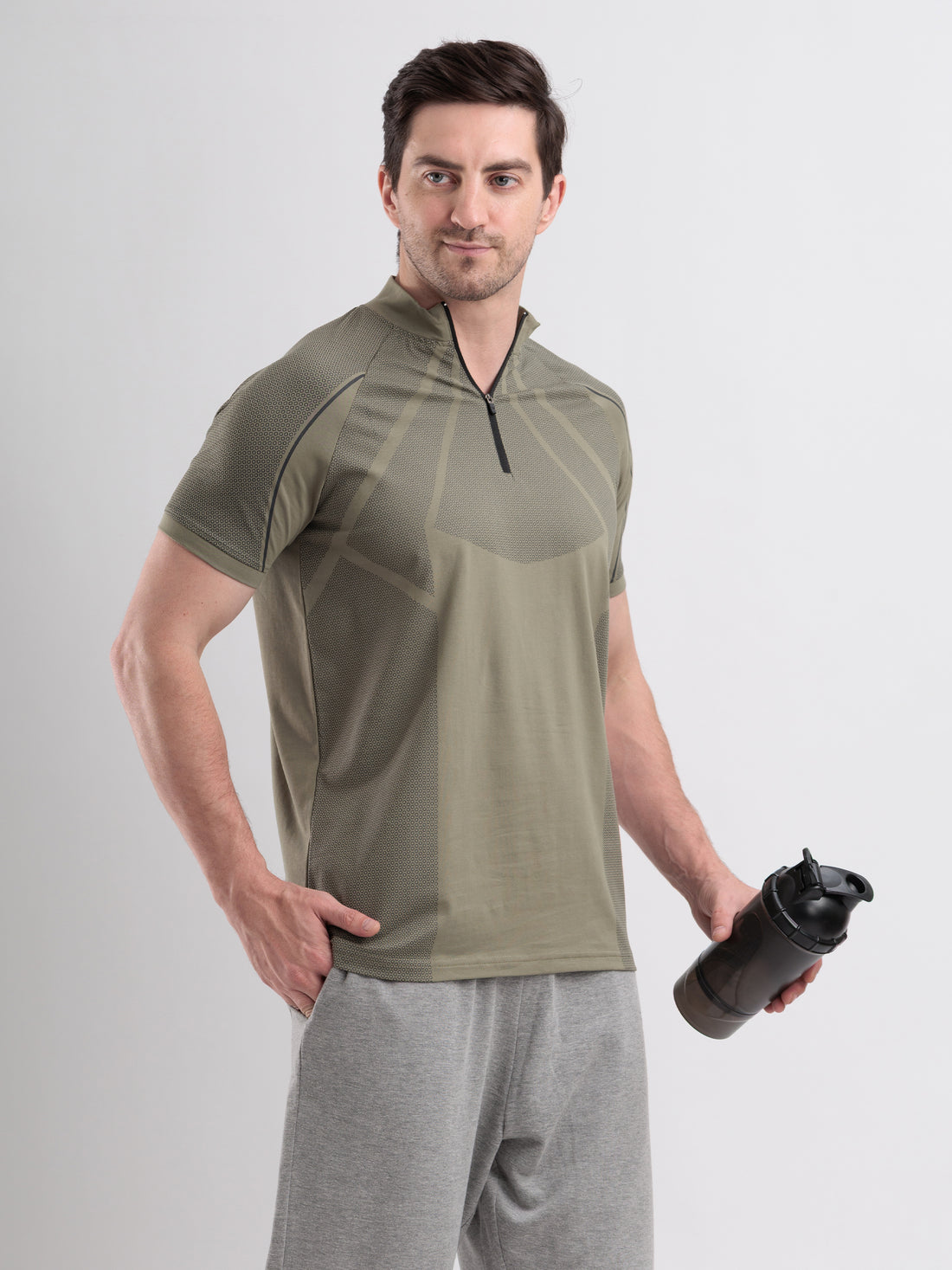 GROW Elevate Quarter Zip Tee Mid Grey