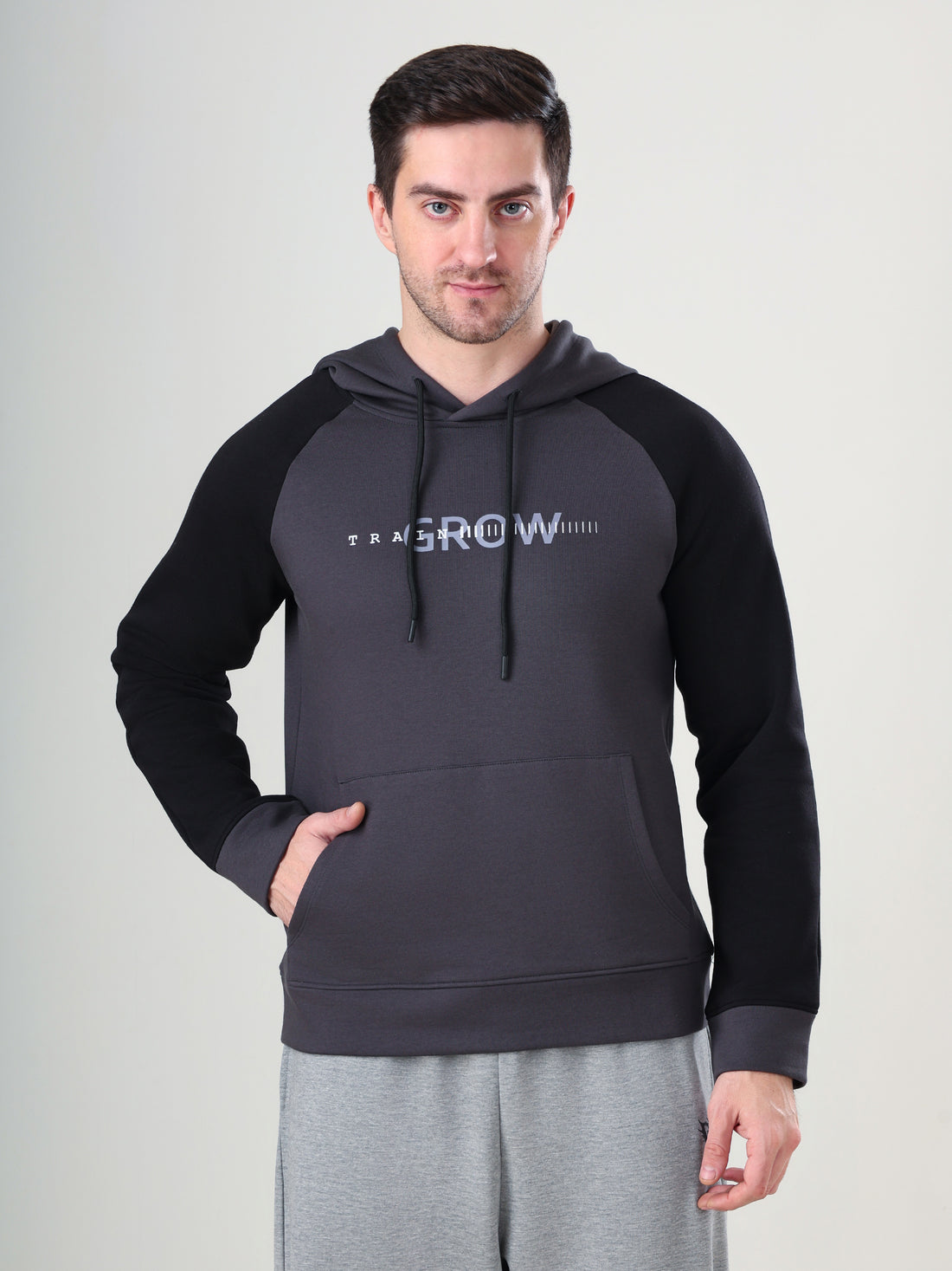 Grow Raglan Comfy Hoodie Dark Grey