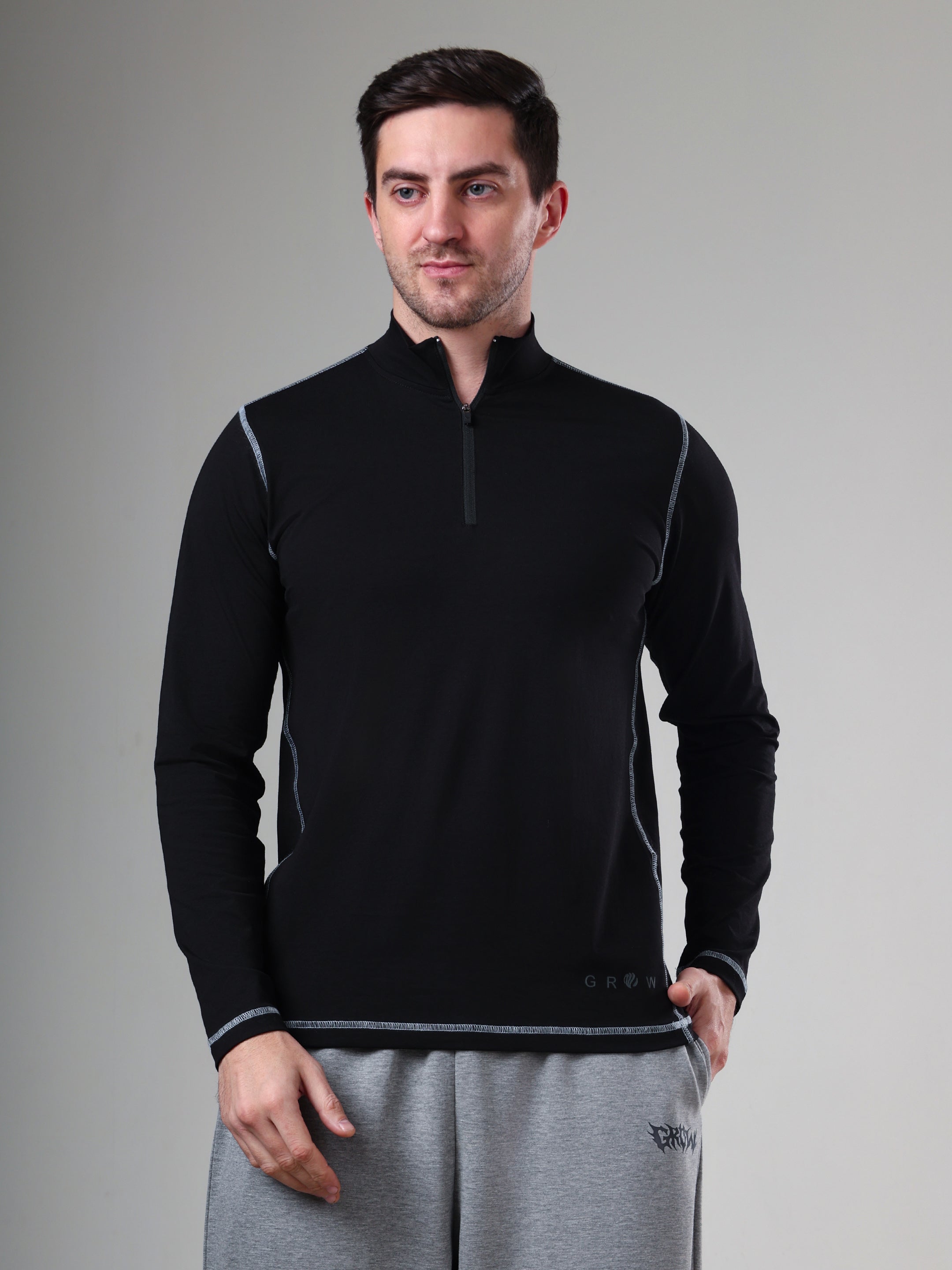 Grow 5T Quarter Zip T-shirt Black/Grey