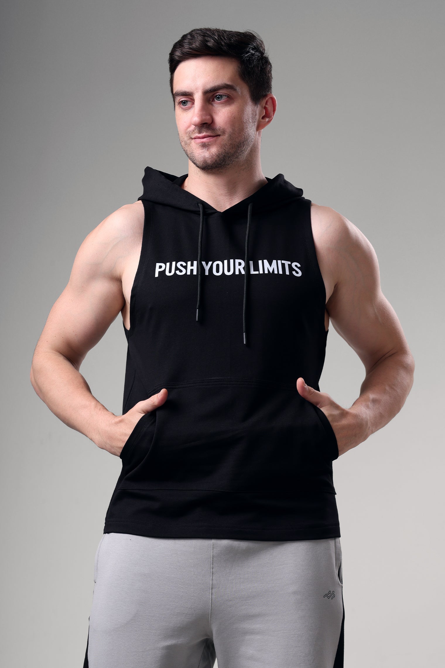 Push Sleeveless Hoodie Black