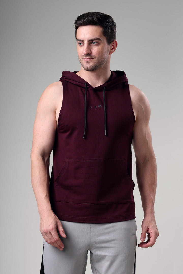 Grow Sleeveless Hoodie Wine