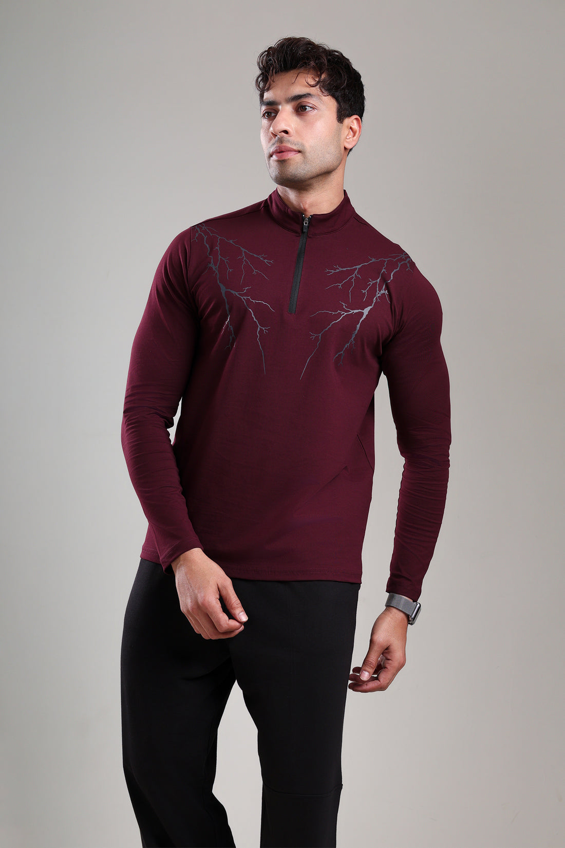 GROW ThunderFlex Zip Tshirt Wine