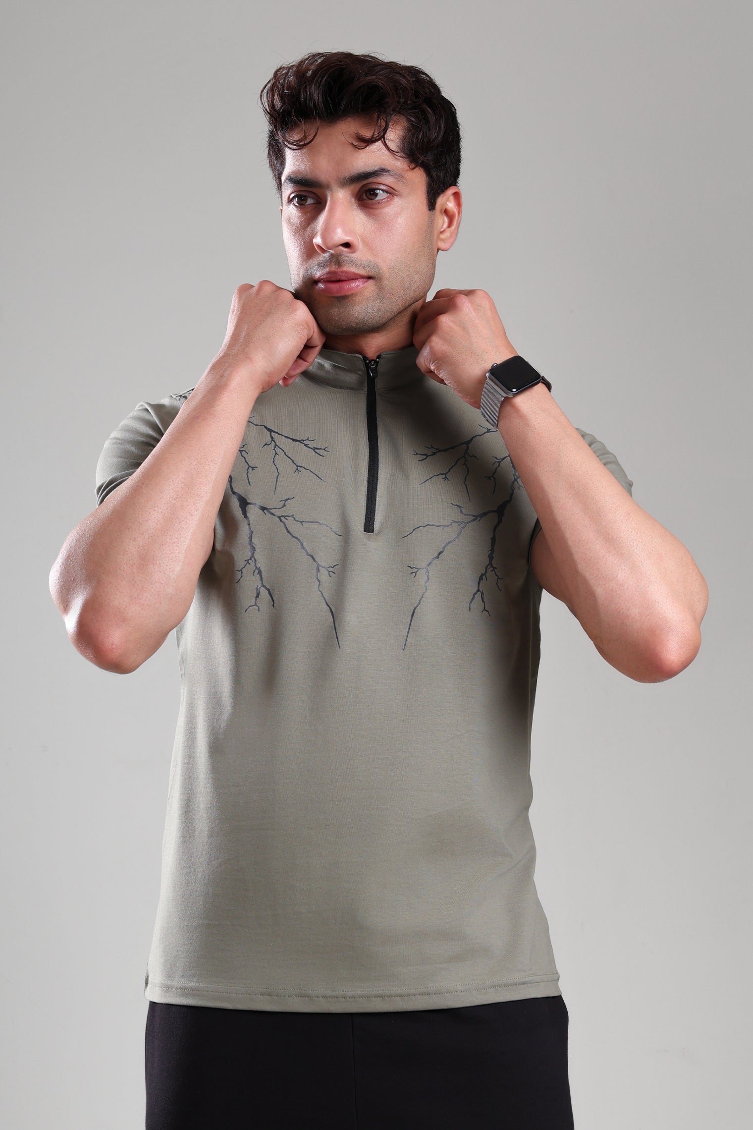 GROW AlphaFlex Quarter Zip Tshirt Mid Grey