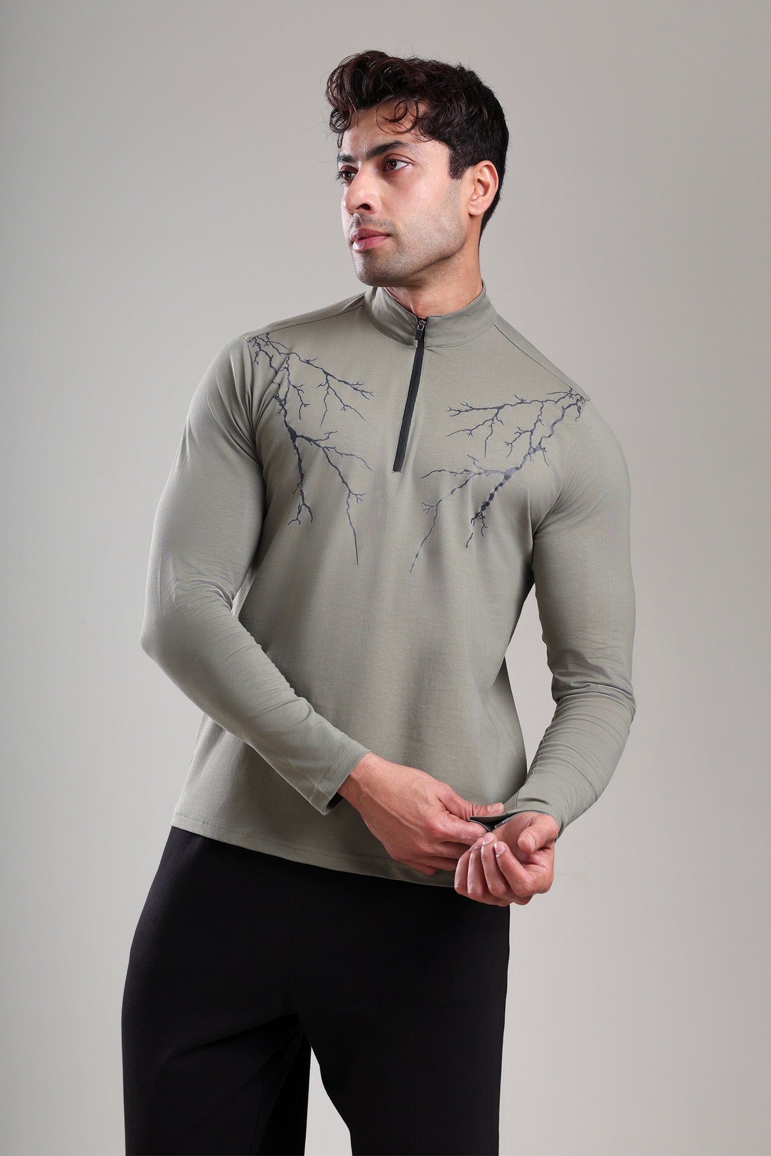 GROW ThunderFlex Zip Tshirt Mid Grey