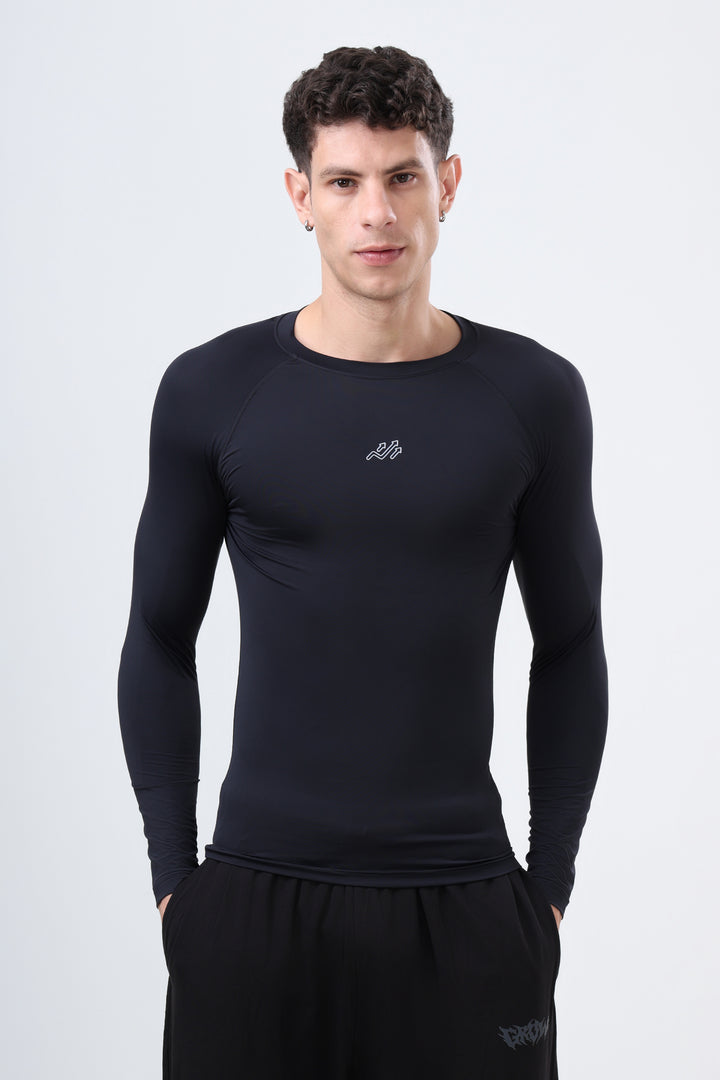 Nylon Compression Fullsleeves T-shirt Black