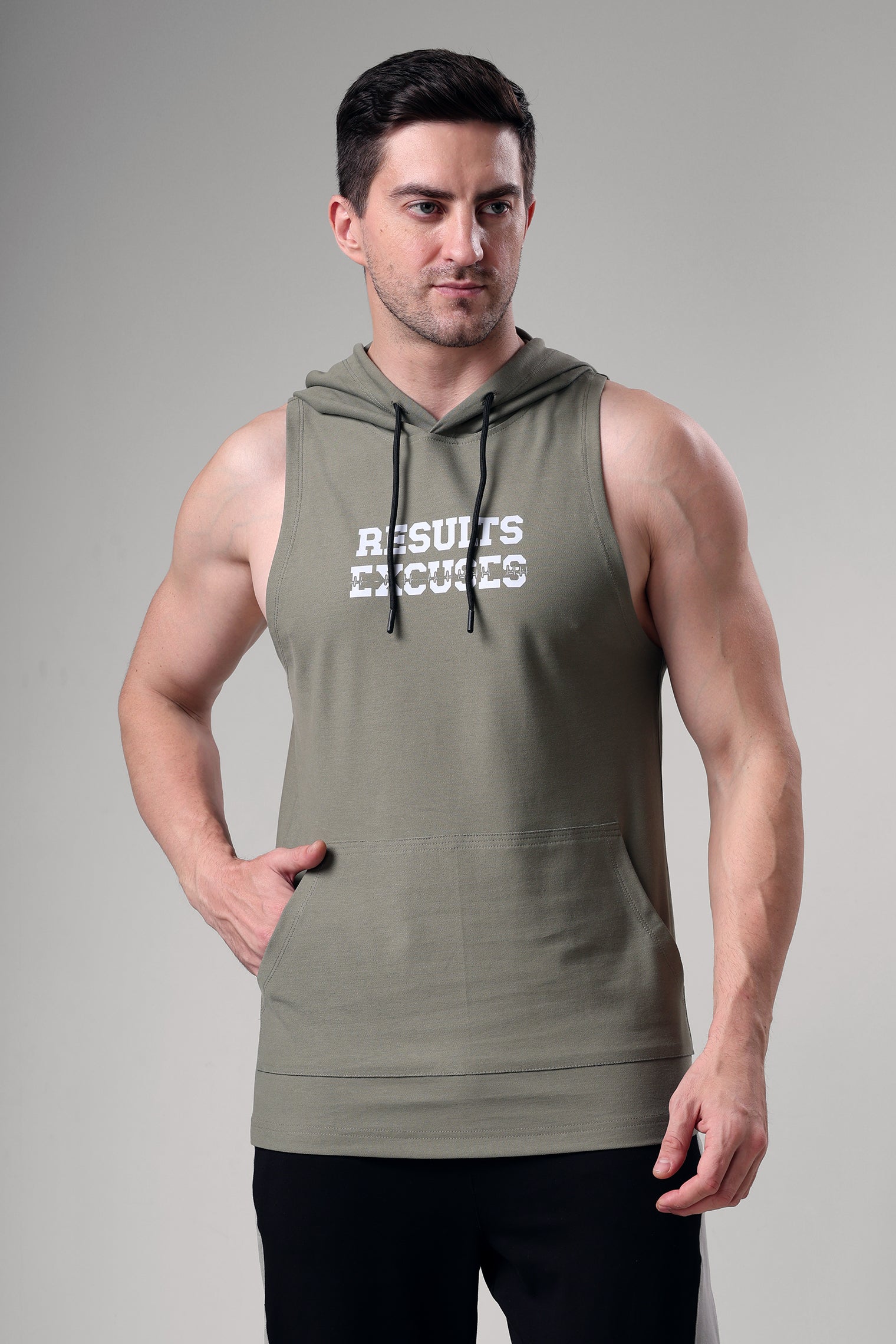 Results Sleeveless Hoodie Mid Grey – Grow Athleisure