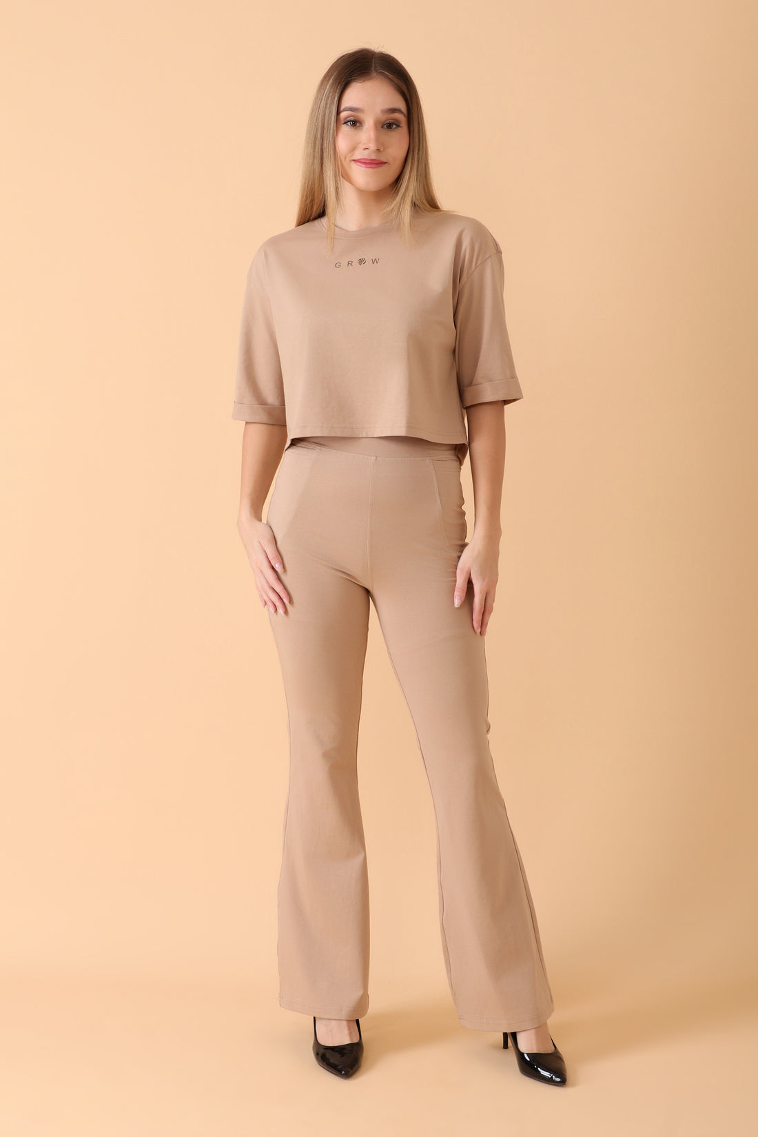 Easy Breezy Flare Pant Beige, Please
