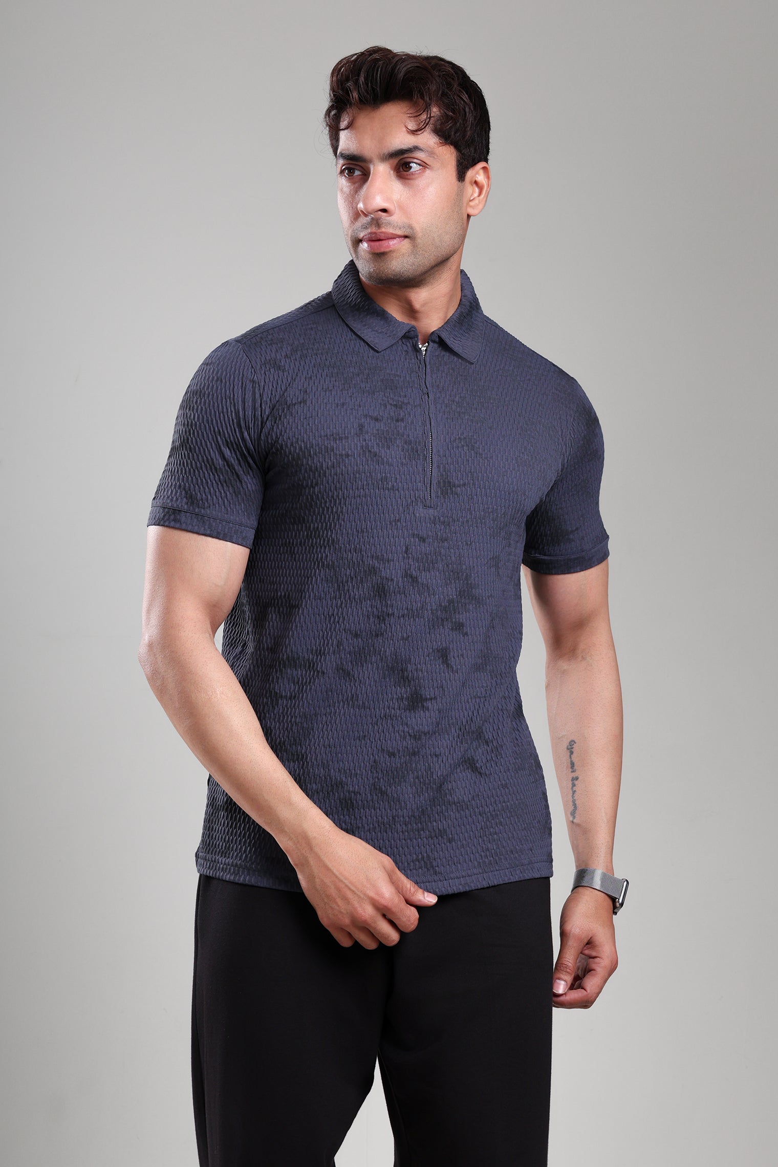 Grow Textured Polo Tee Dark Grey