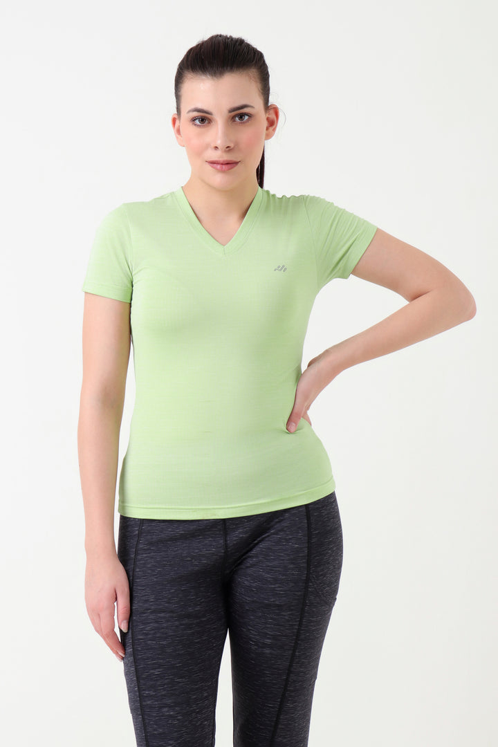Training Fitted V neck Tshirt Lime