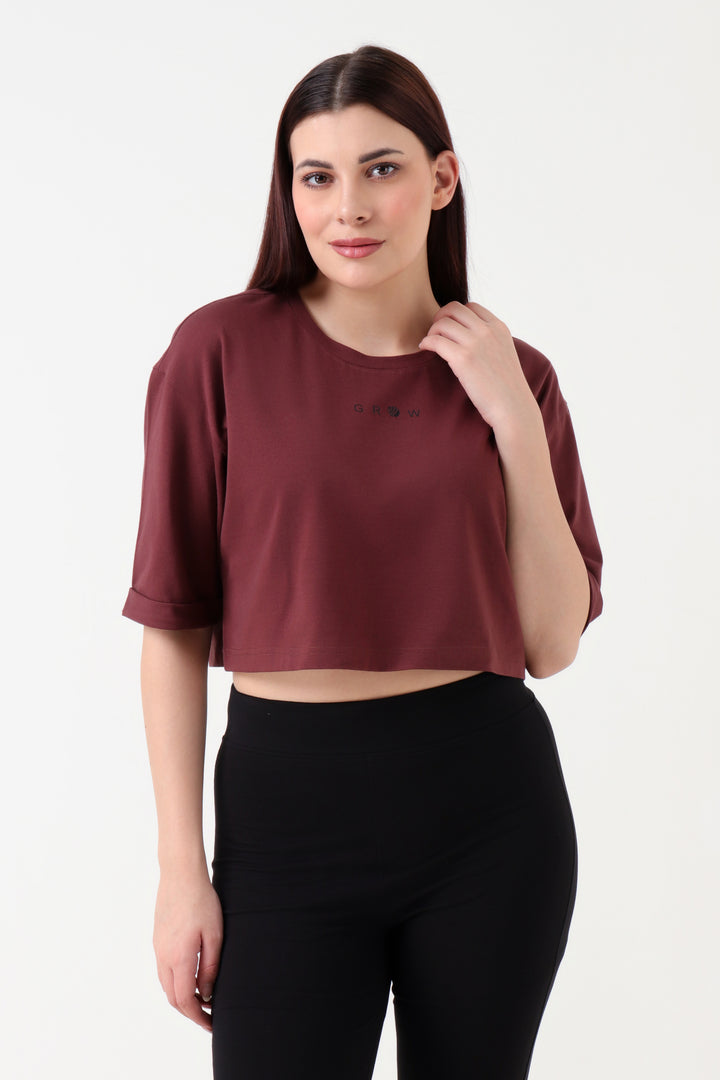 Ease Oversized Crop Top Coffee