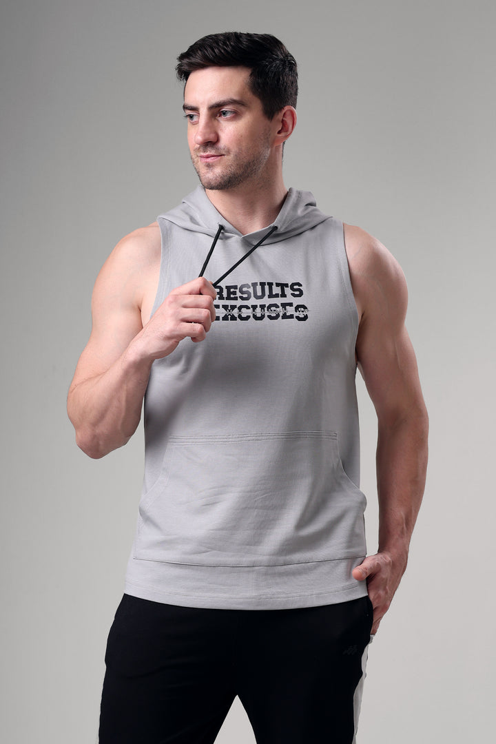 Results Sleeveless Hoodie Light Grey