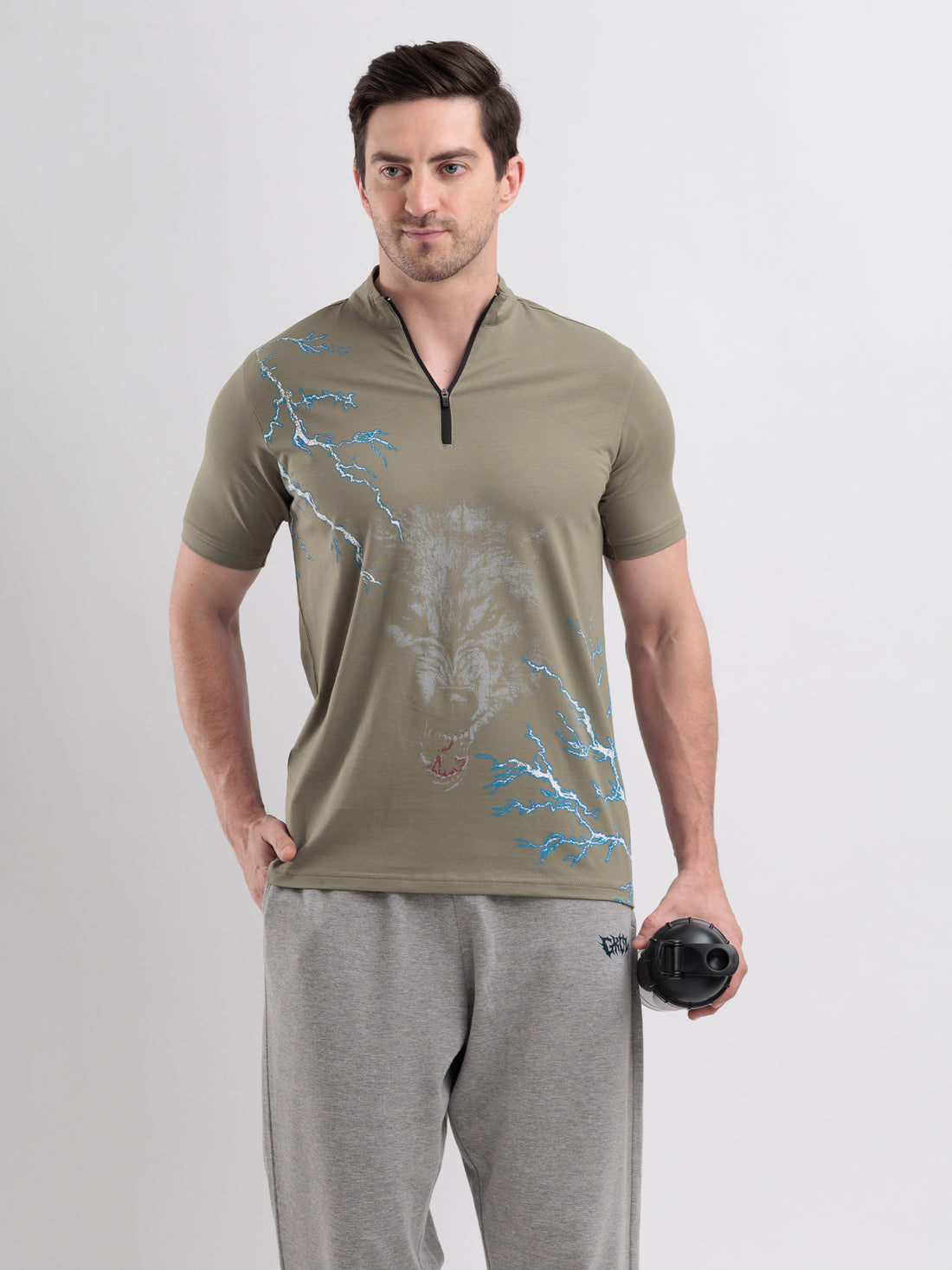 Thunderwolf Quarter Zip Tshirt Mid Grey