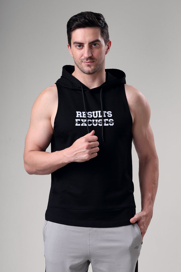 Results Sleeveless Hoodie Black