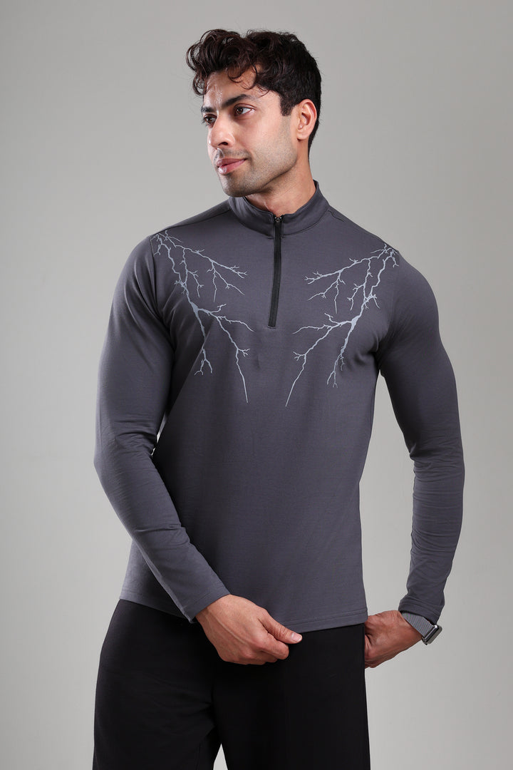 GROW ThunderFlex Zip Tshirt Dark Grey