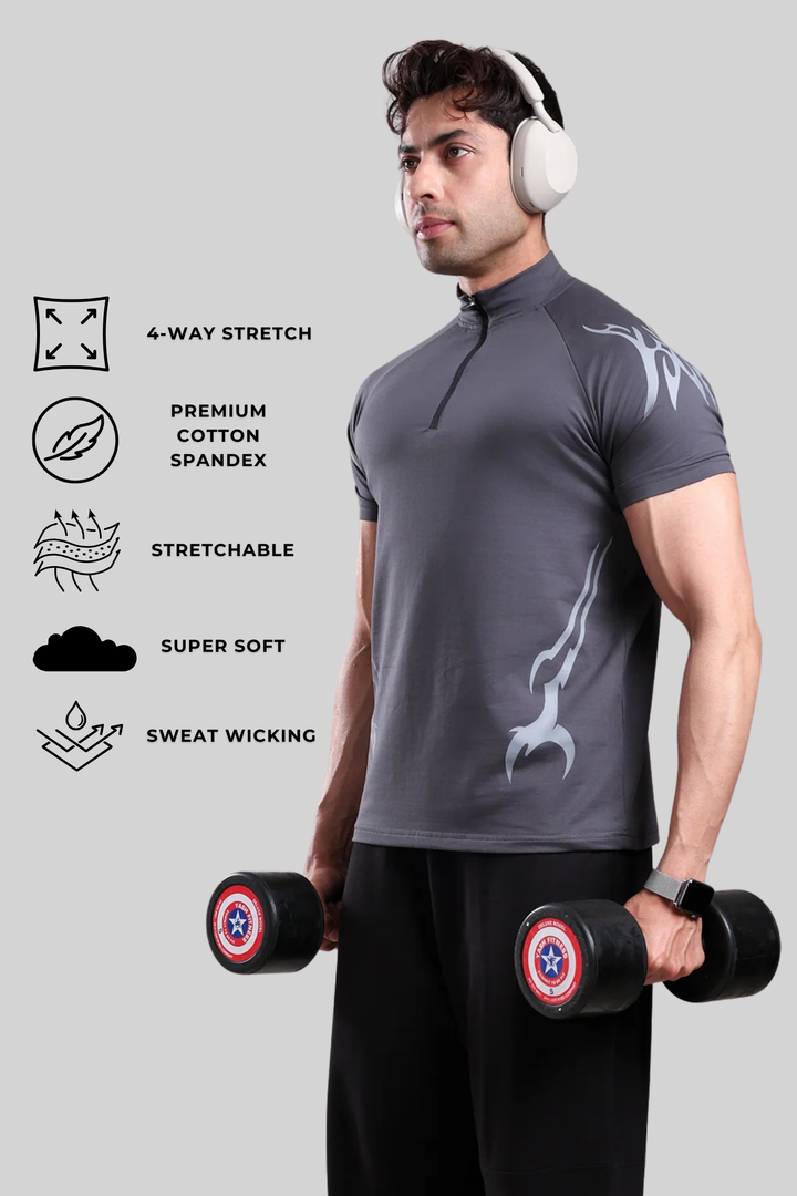 GROW ShadowTribe Zip Tshirt Dark Grey