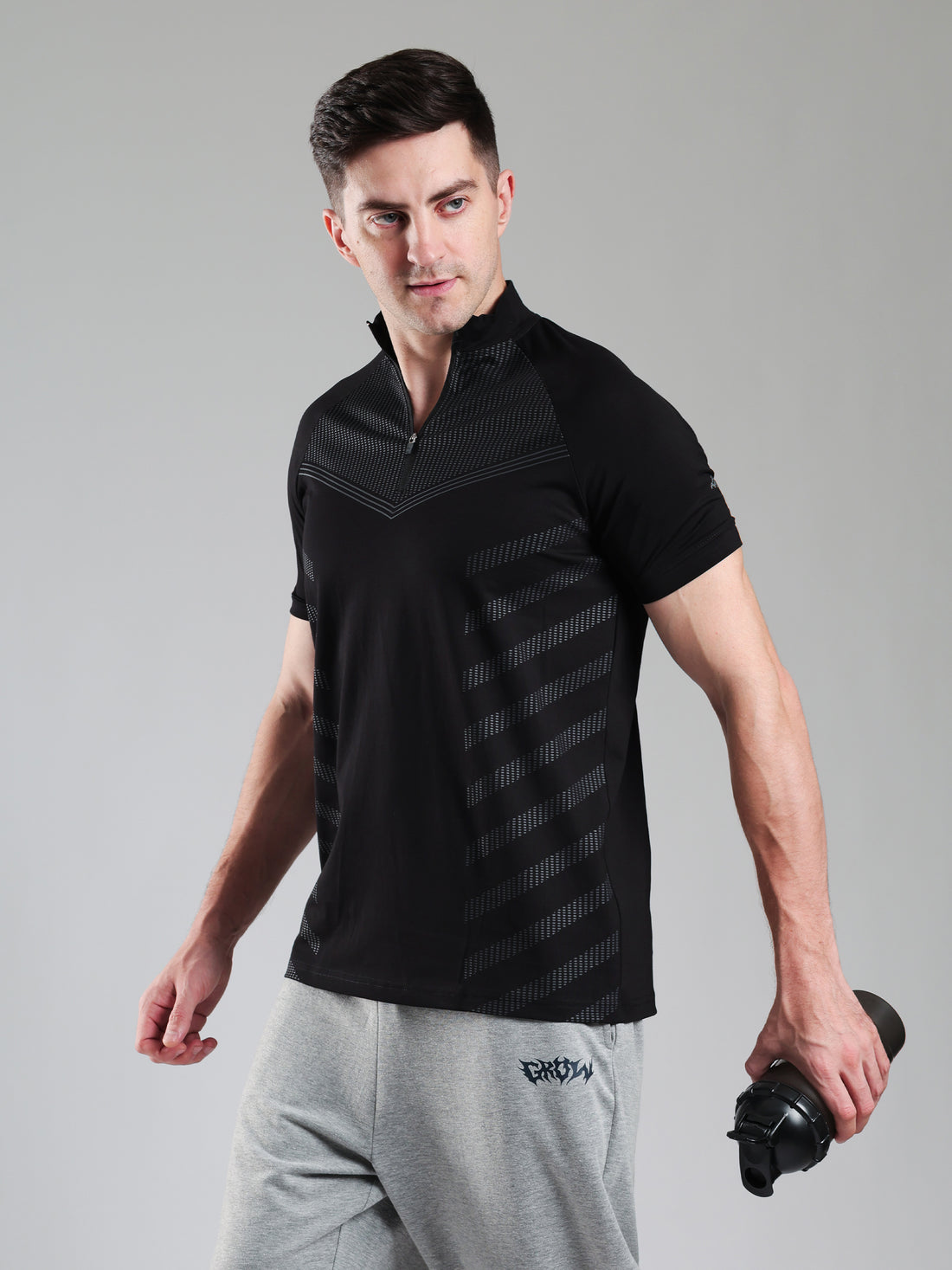 Grow AeroFlex Quarter Zip T-Shirt Black