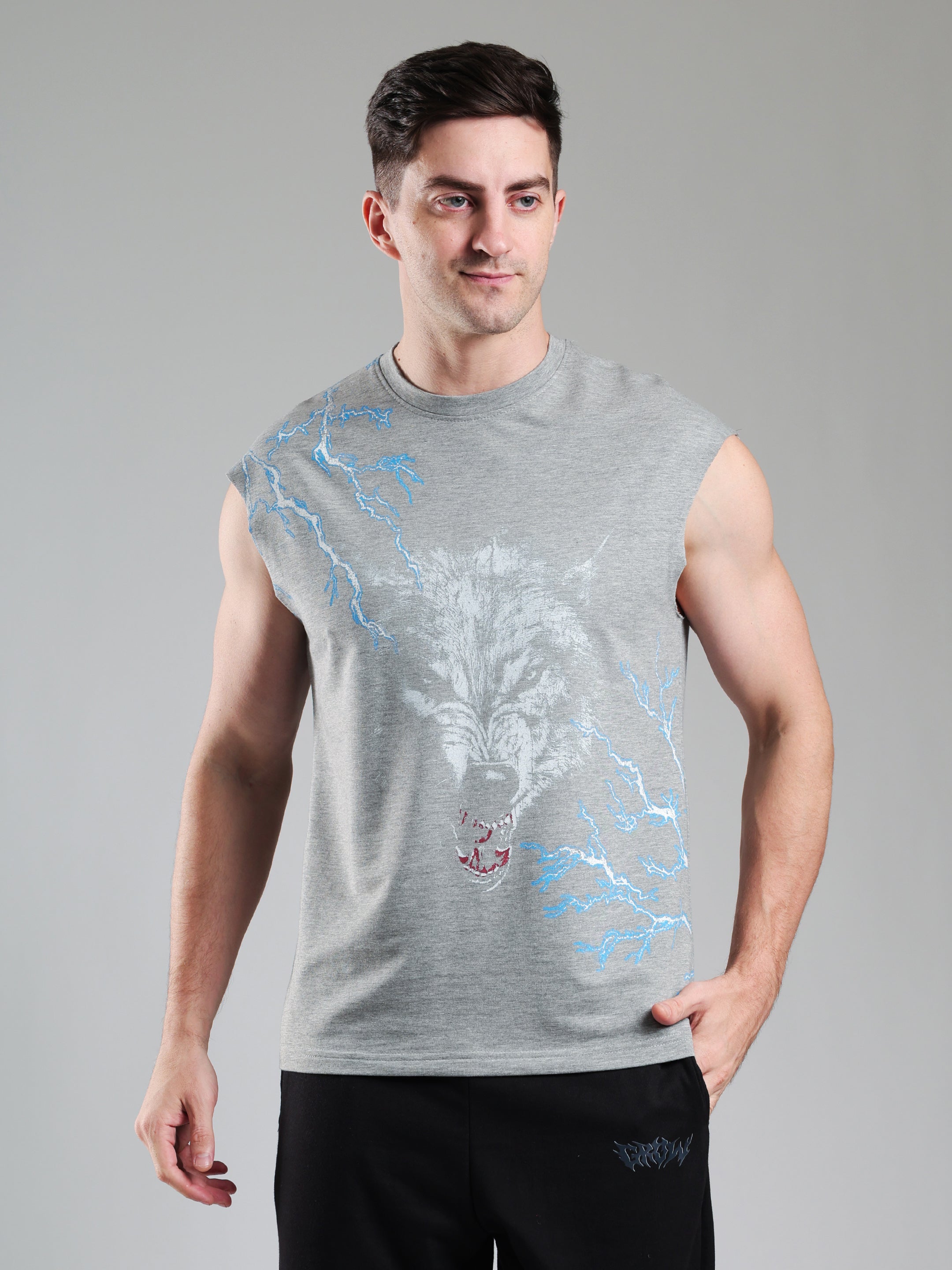 Grow ThunderWolf Capsleeves Tee Light Grey
