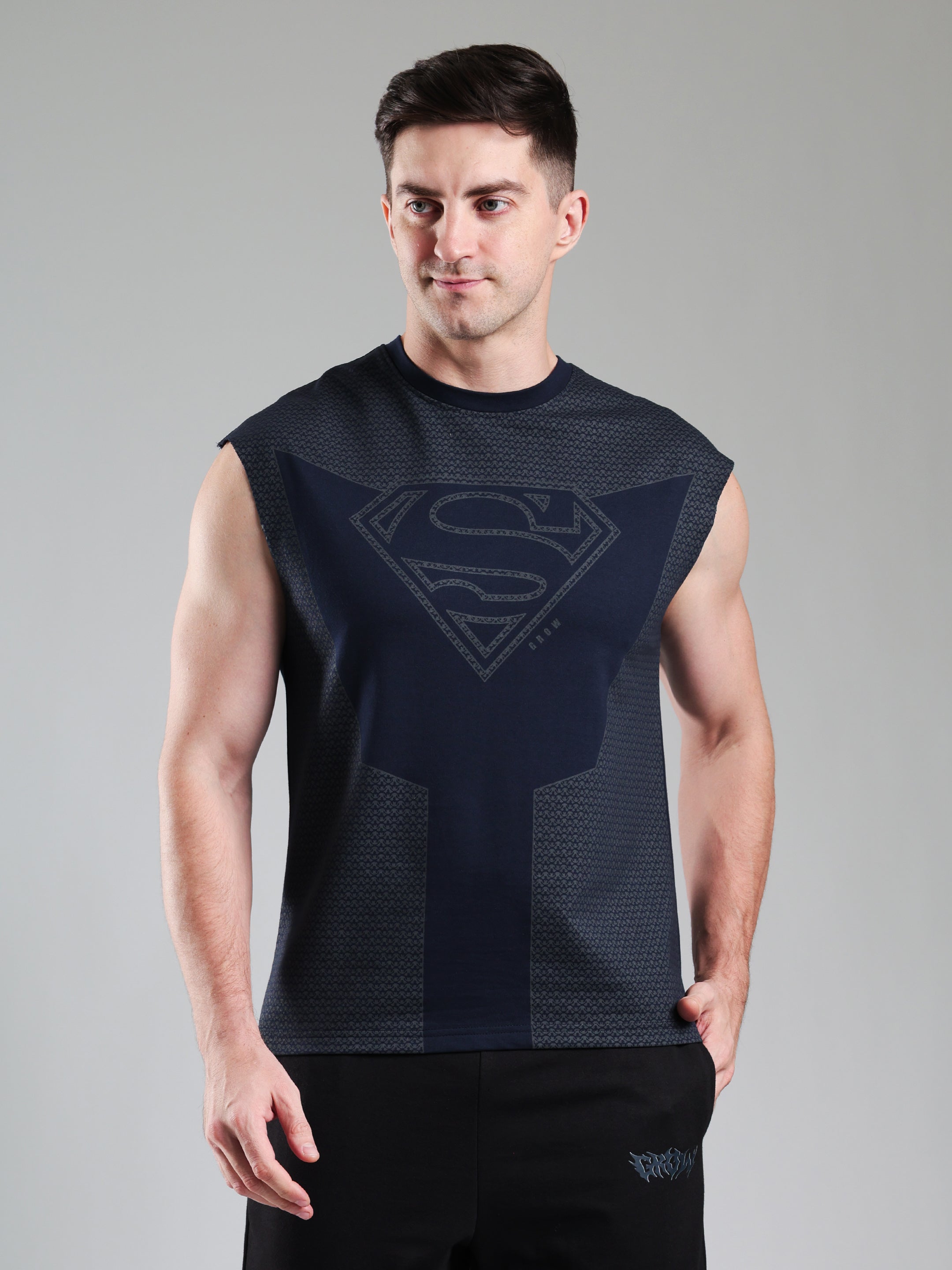 Superman Capsleeves Tee Navy