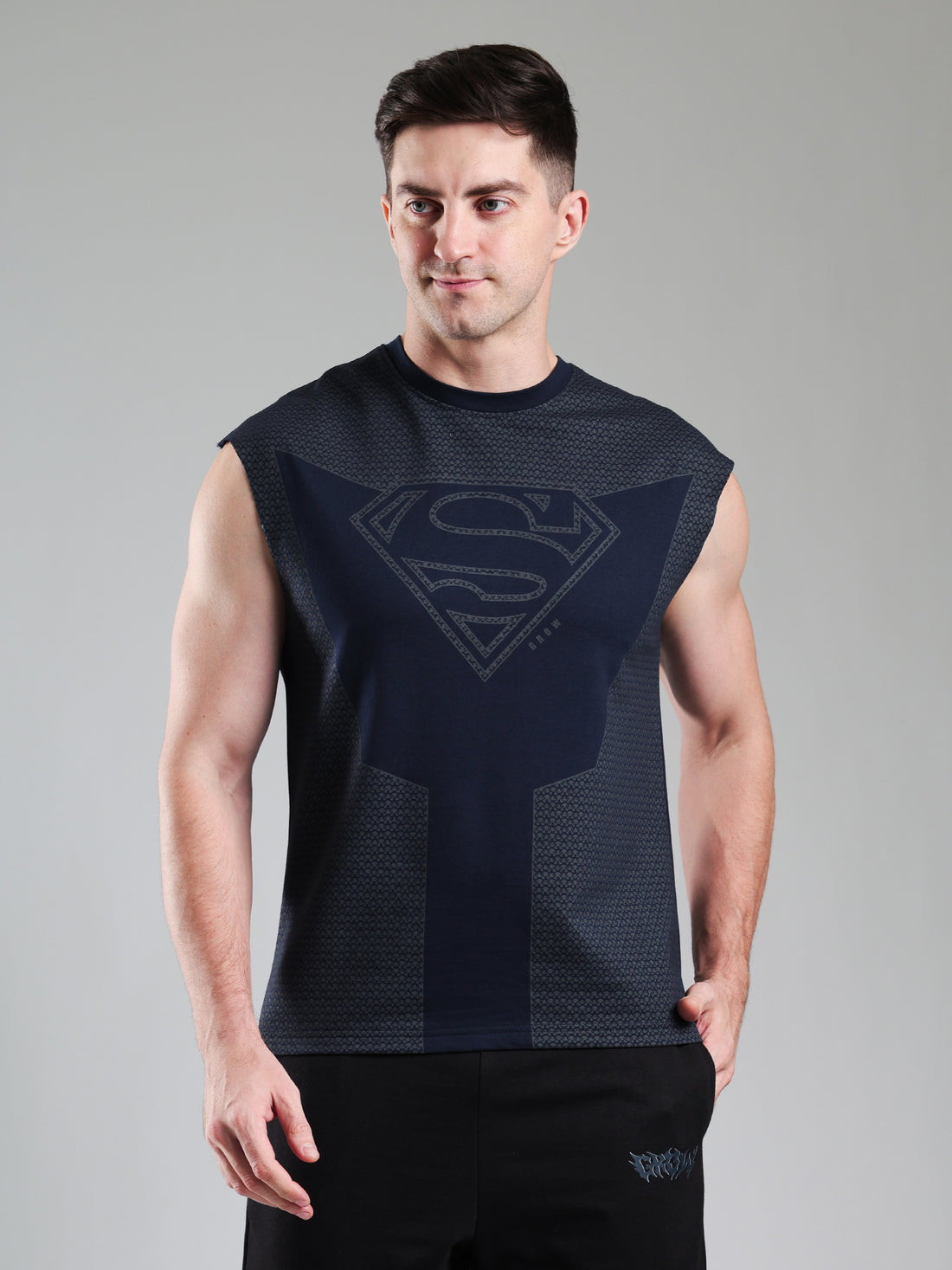Superman Capsleeves Tee Navy