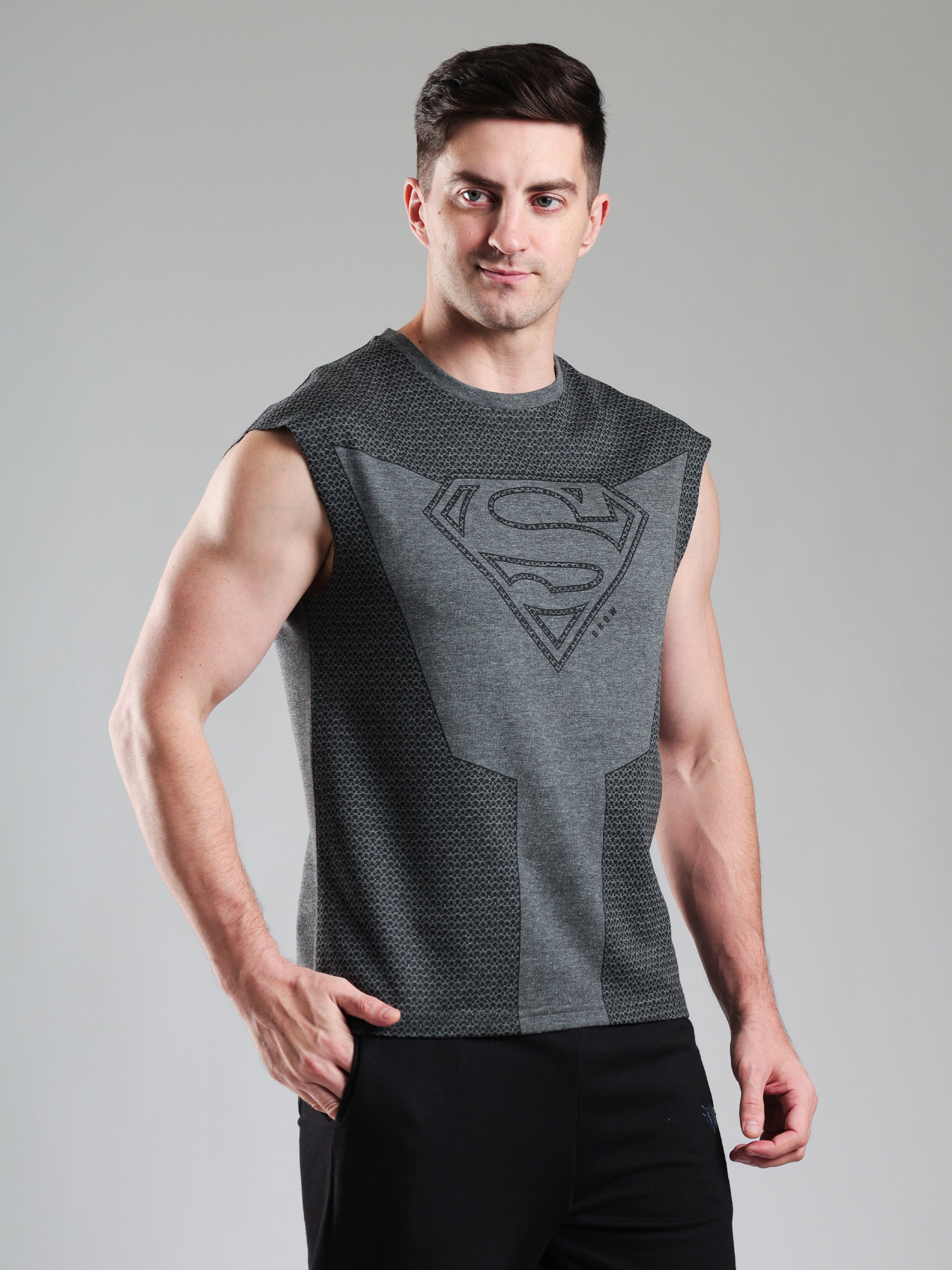 Superman Capsleeves Tee Dark Grey