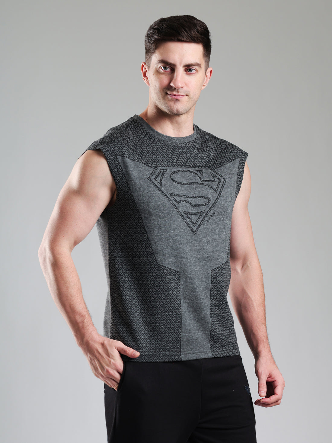 Superman Capsleeves Tee Dark Grey