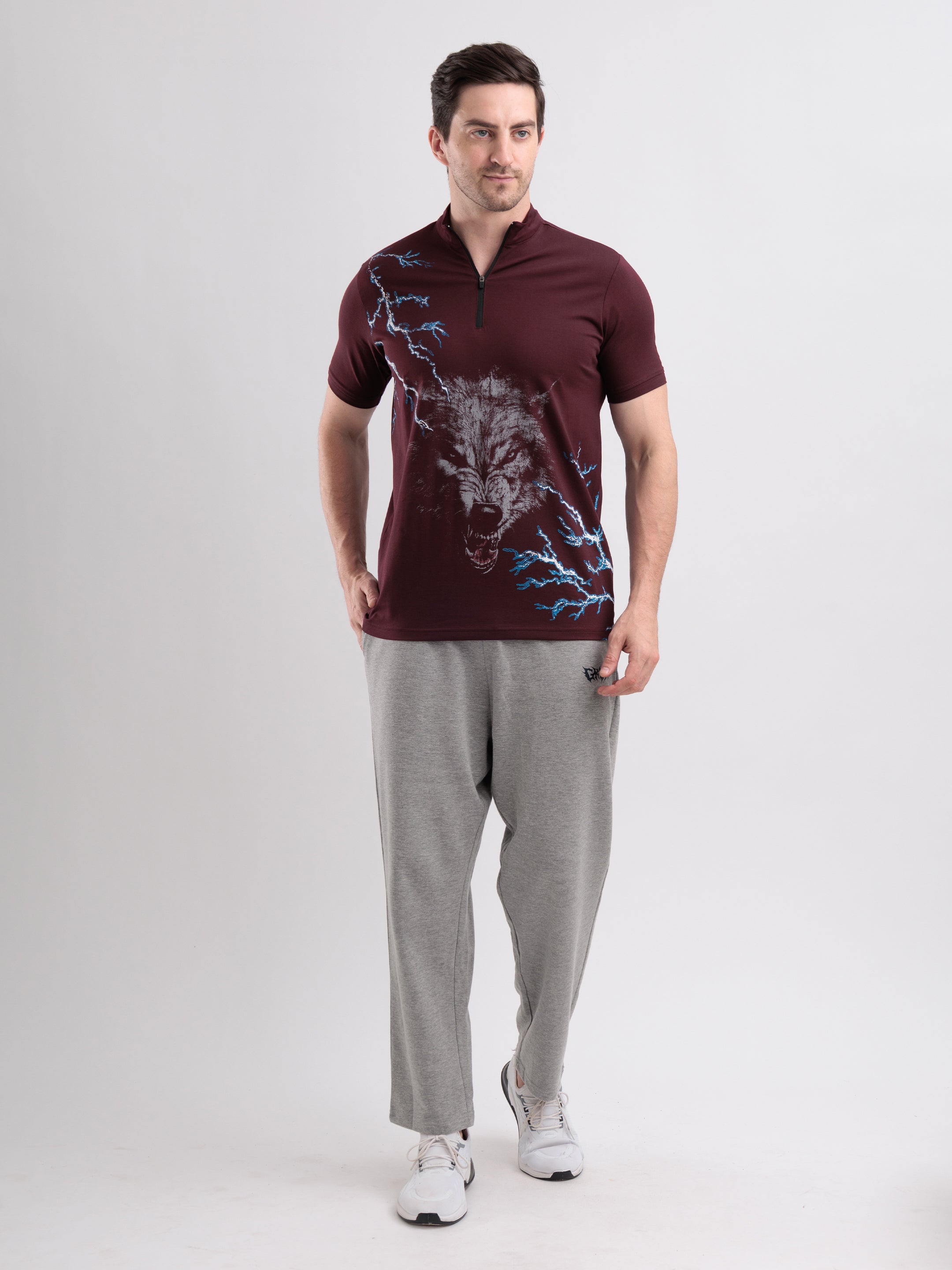 Thunderwolf Quarter Zip Tshirt Wine